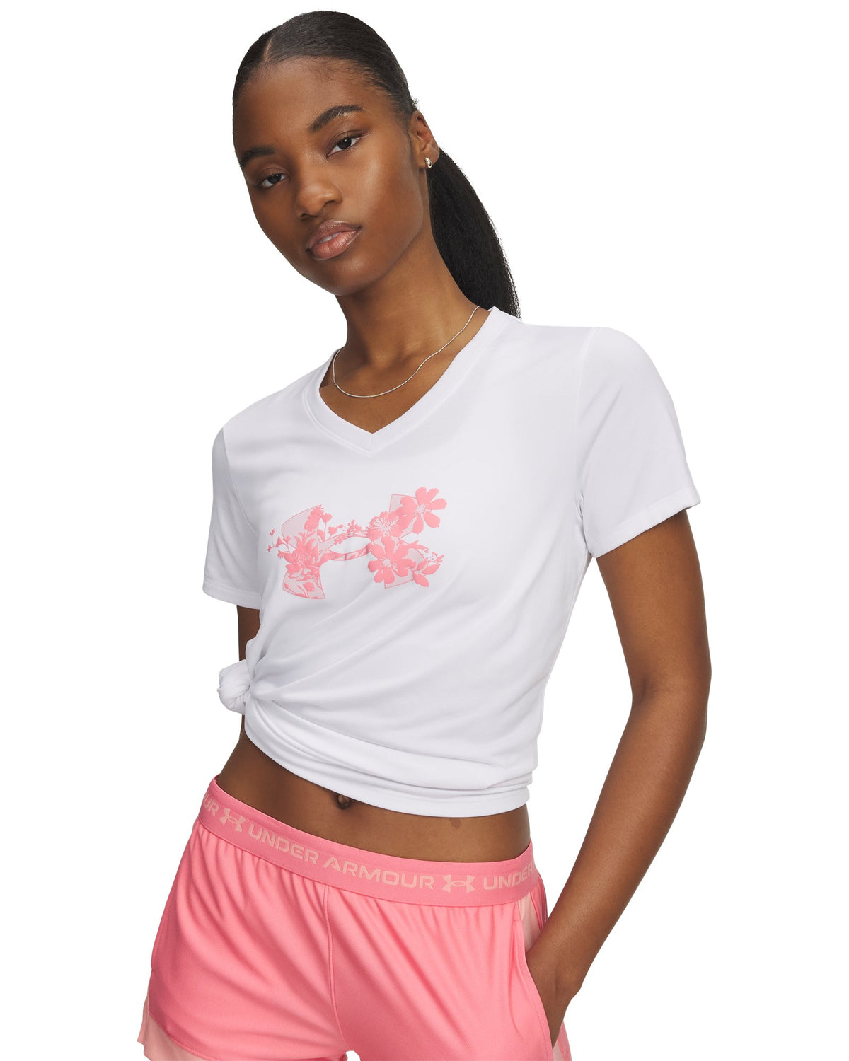 UA Tech™ Graphic Women's V-Neck Short Sleeve - White