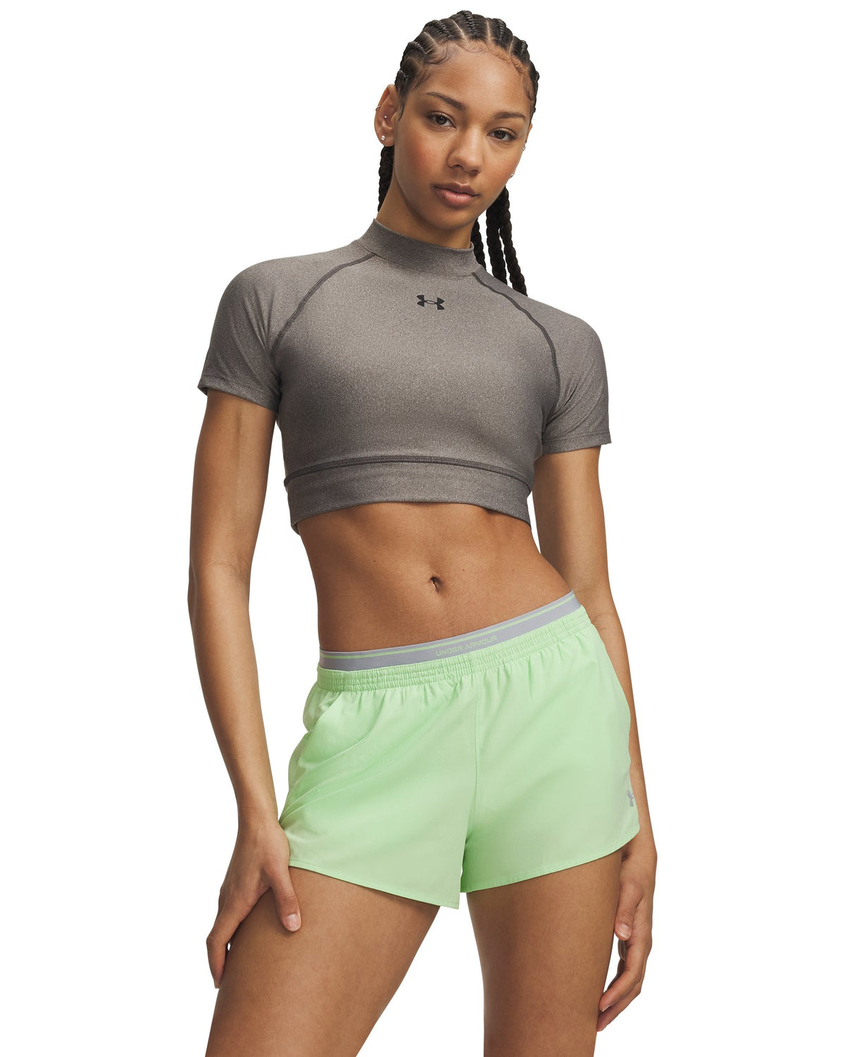 HeatGear® Women's Crop Mock Short Sleeve - Gray