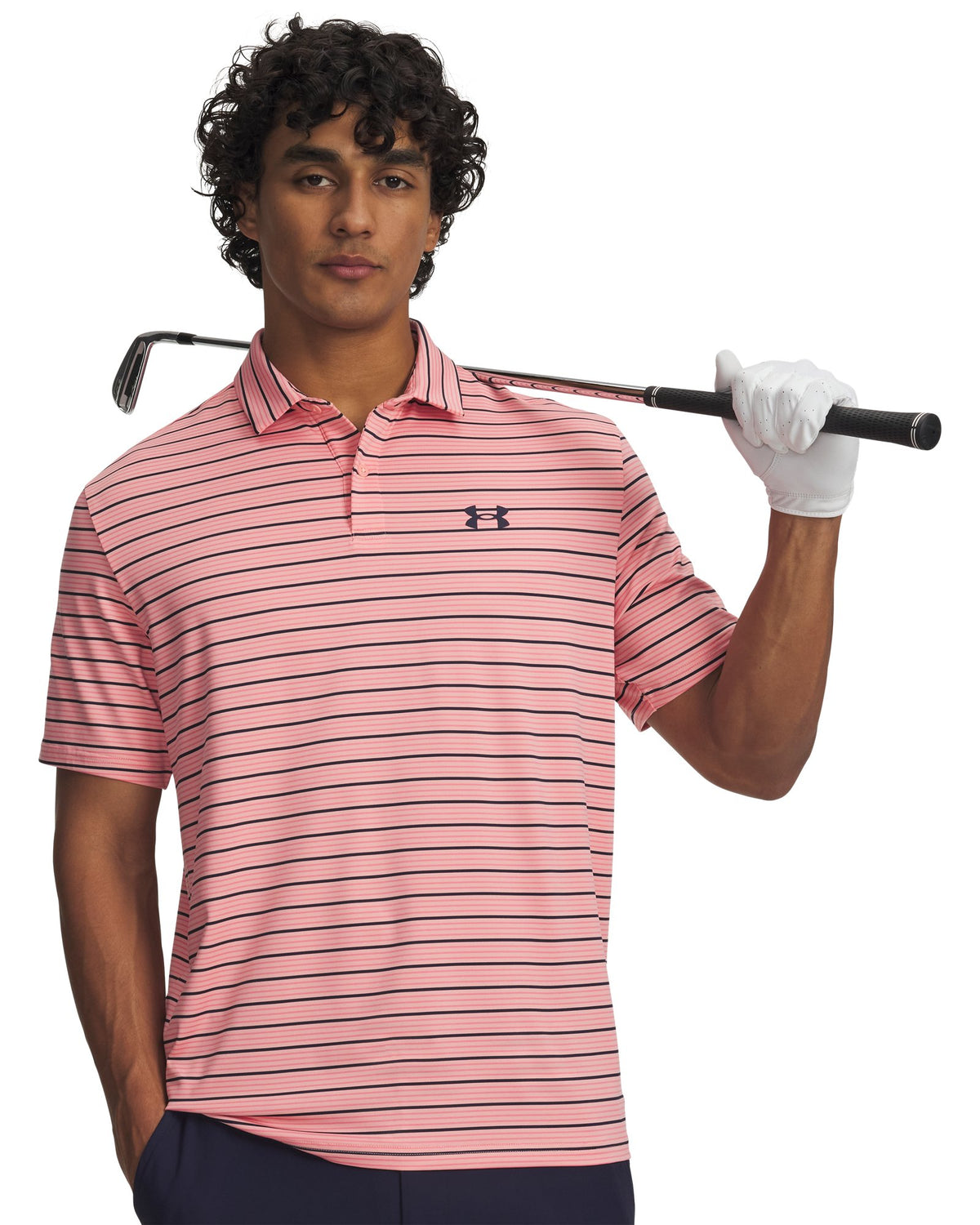 UA Matchplay Stripe Men's Polo - Pink