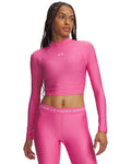HeatGear® Women's Crop Mock Long Sleeve - Pink
