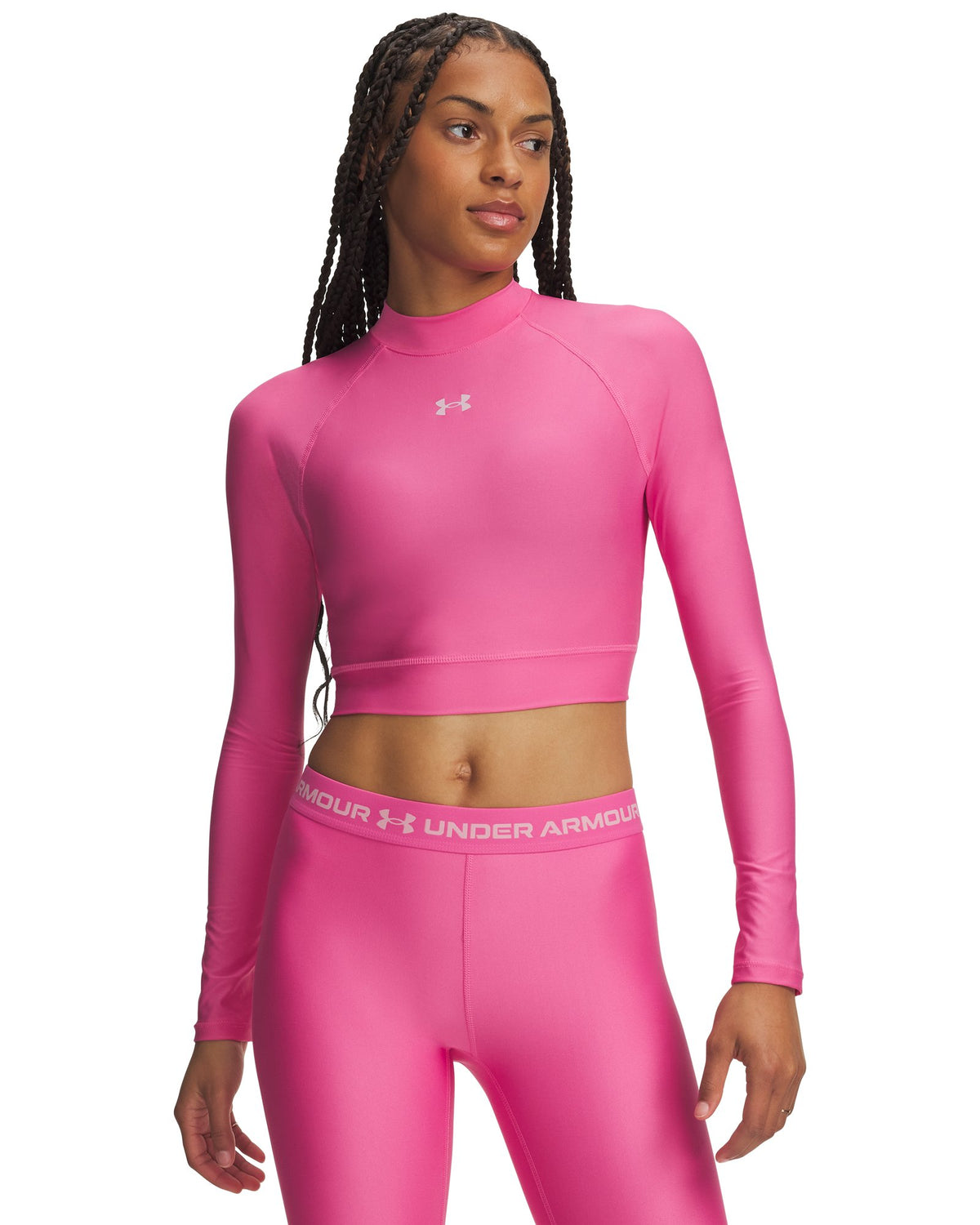 HeatGear® Women's Crop Mock Long Sleeve - Pink