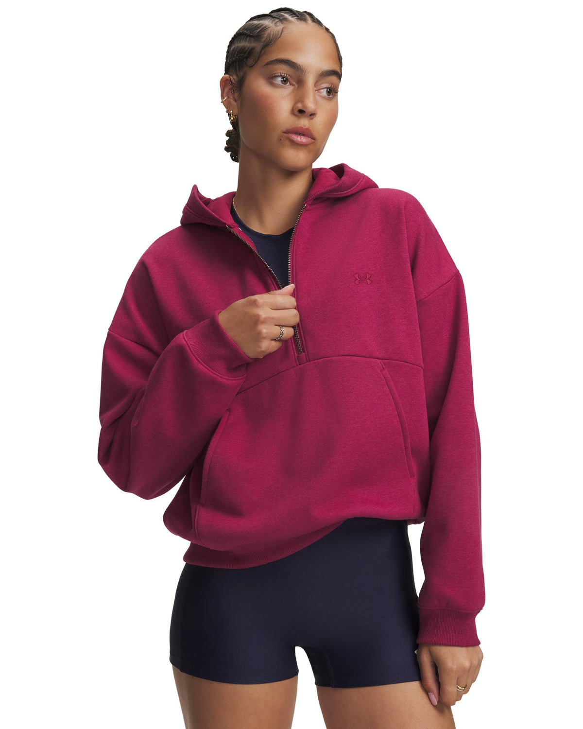 UA Icon Fleece: Reinvented Women's ½ Zip Hoodie - Pink