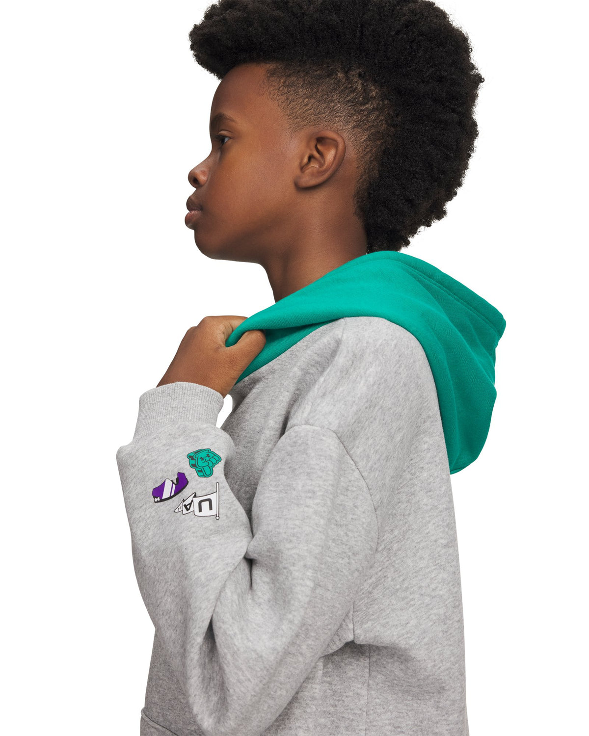 UA Rival Fleece Graphics Boys' Hoodie - Gray