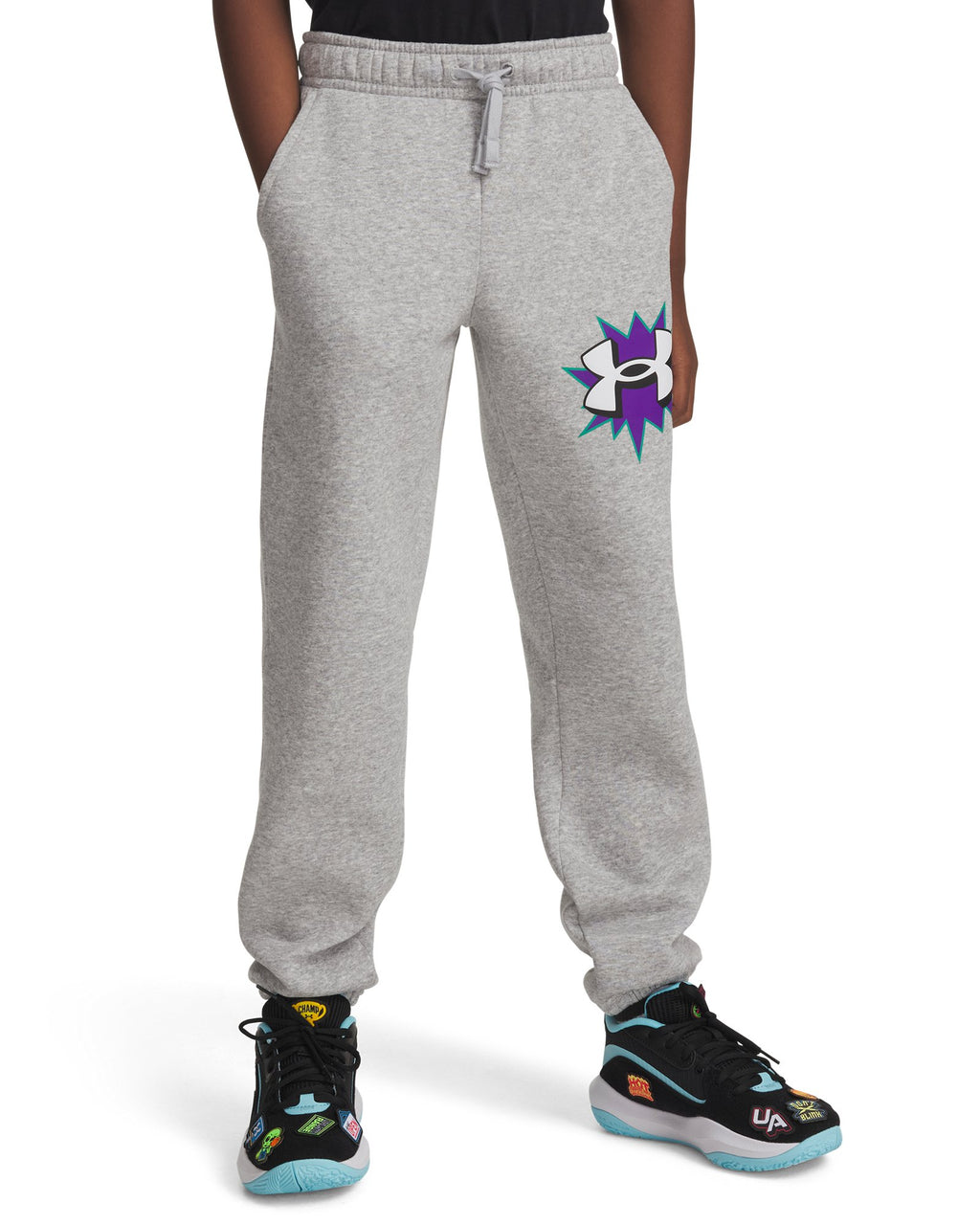 UA Rival Fleece Graphics Boys' Joggers - Gray
