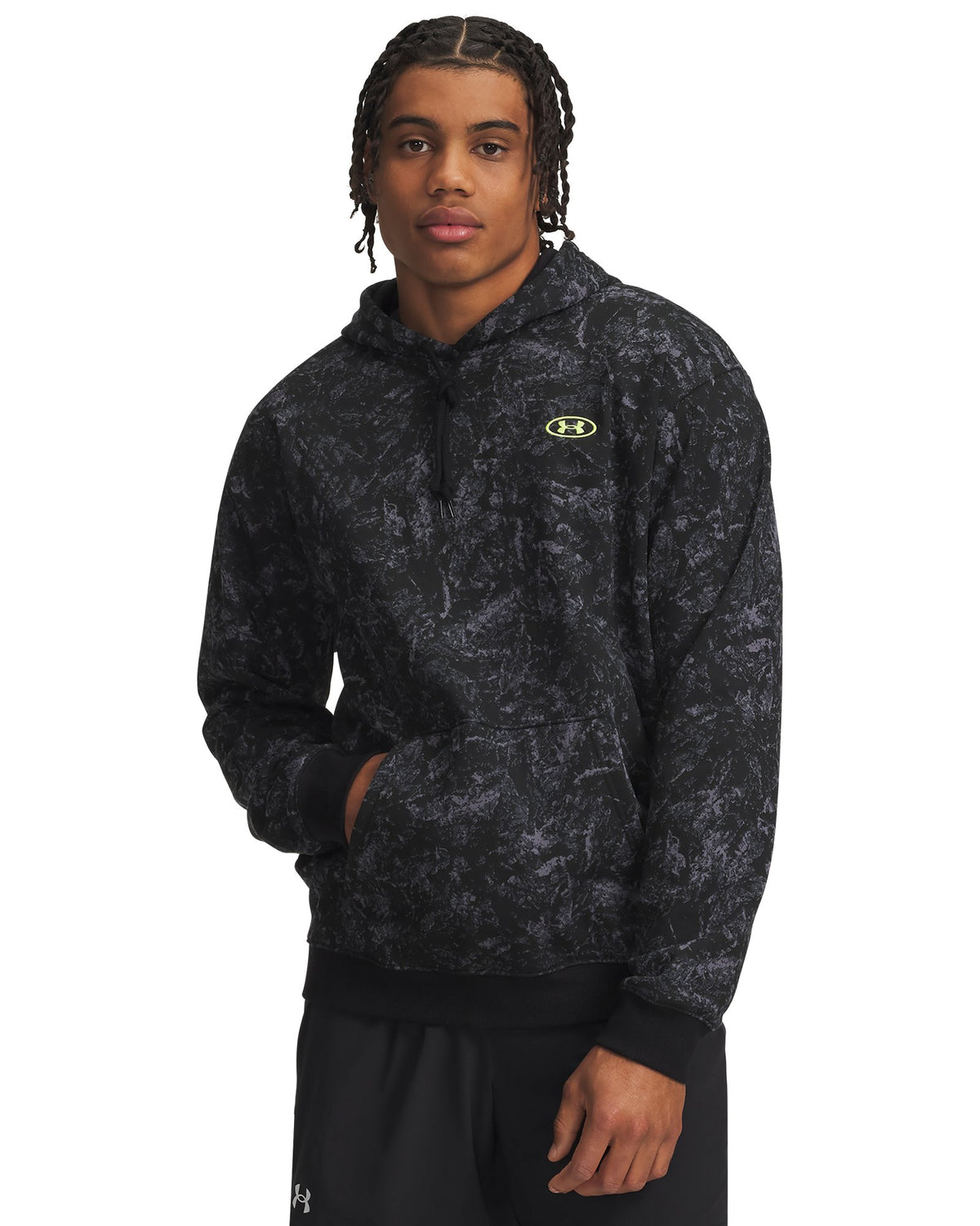 UA Rival Fleece Printed Men's Hoodie - Black