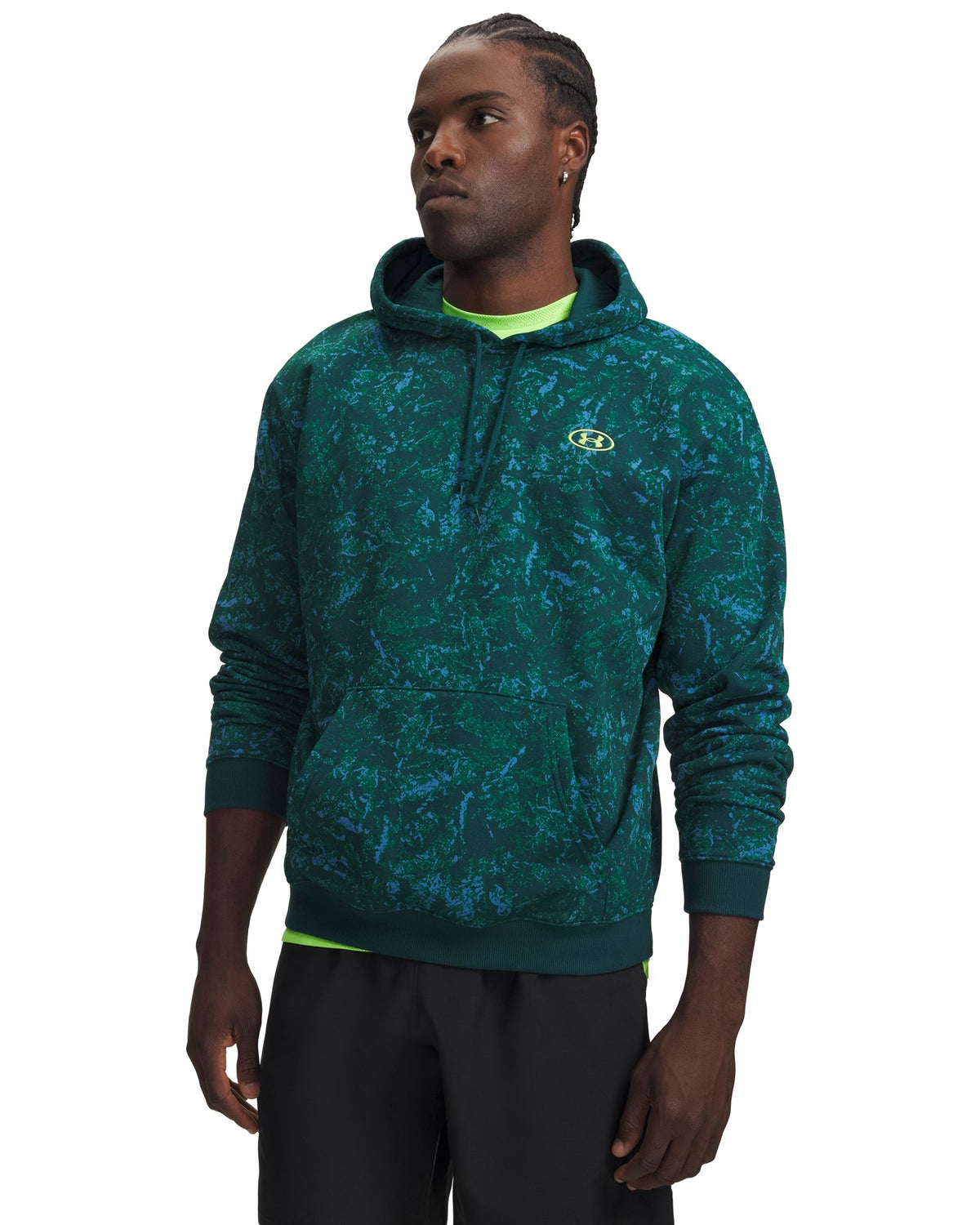 UA Rival Fleece Printed Men's Hoodie - Green