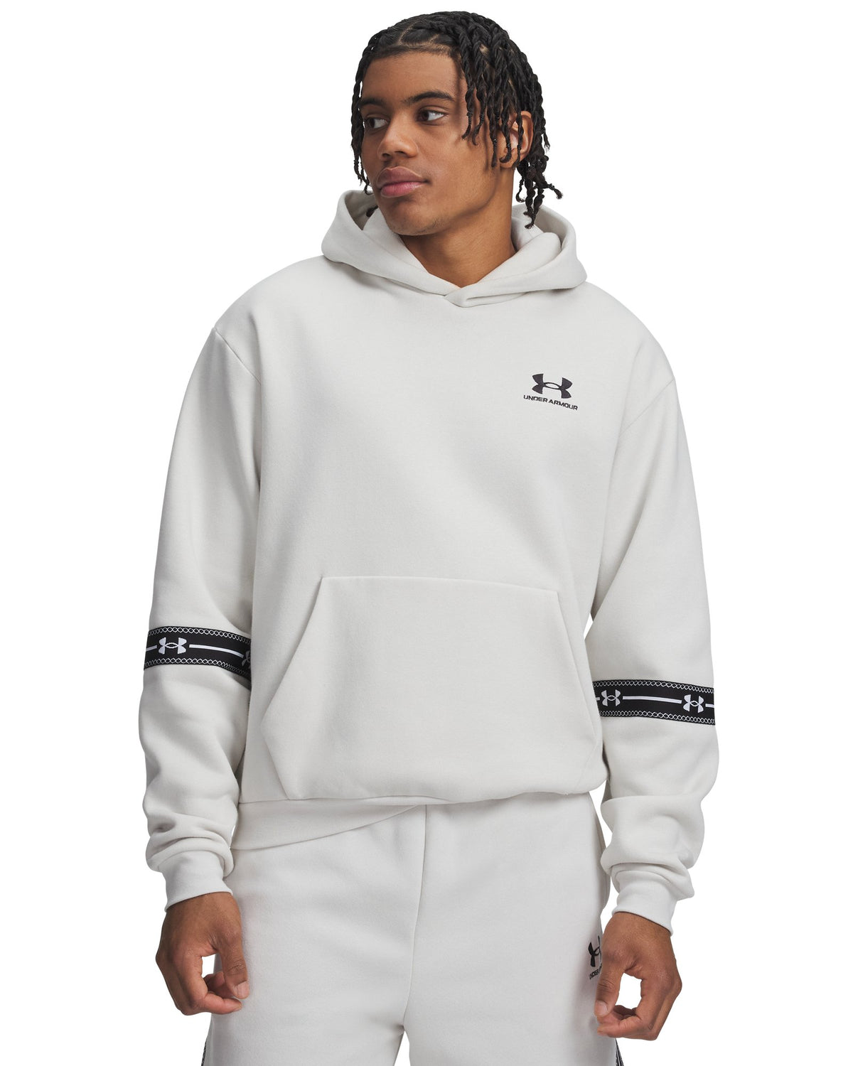 UA Icon Fleece Taped Men's Hoodie - White