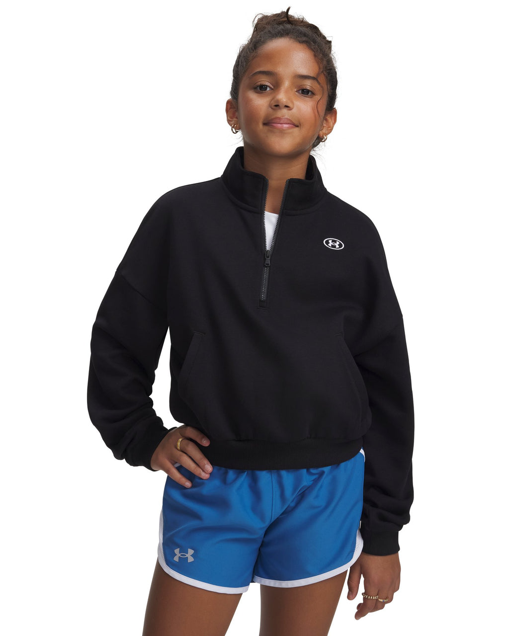 UA Rival Fleece Girls' ½ Zip - Black