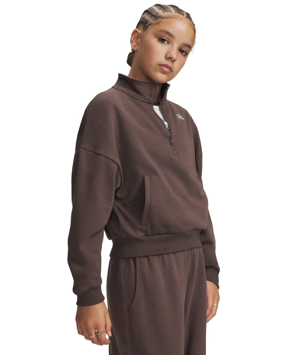 UA Rival Fleece Girls' ½ Zip - Brown