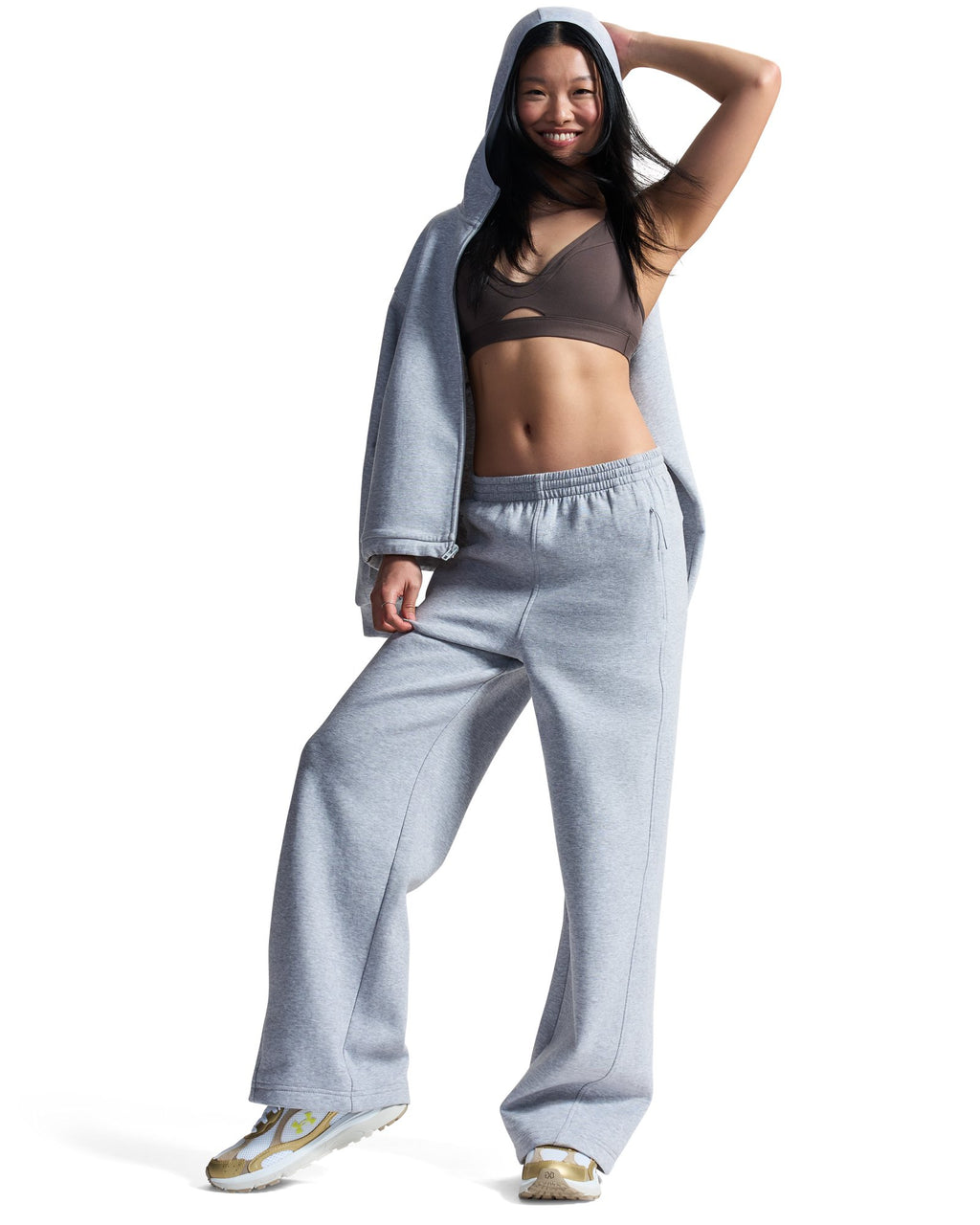 UA Unstoppable Fleece Open Women's Pants - Black