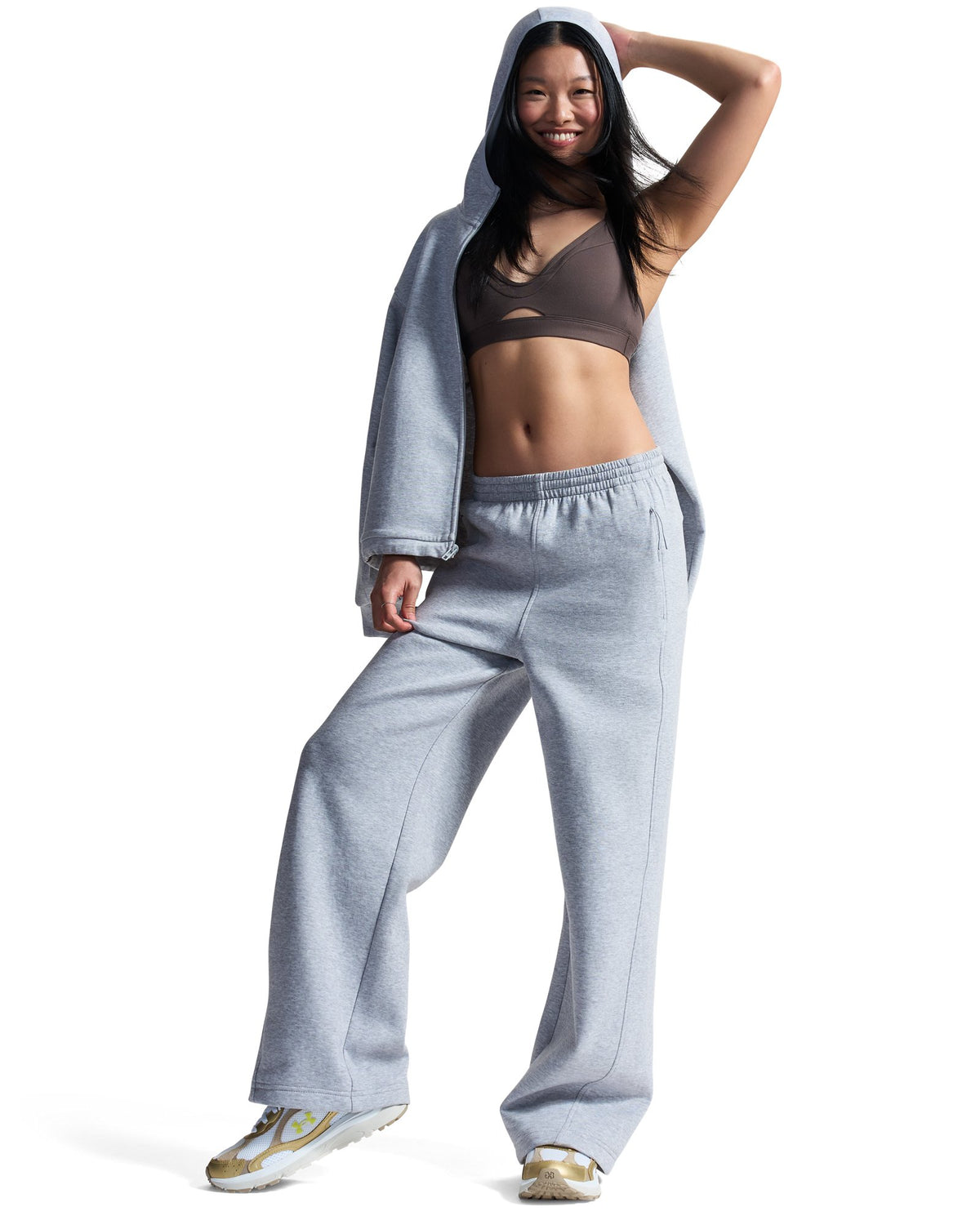 UA Unstoppable Fleece Open Women's Pants - Black