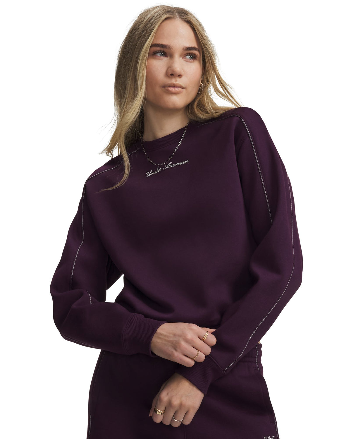 UA Rival Fleece Shimmer Women's Crew - Purple