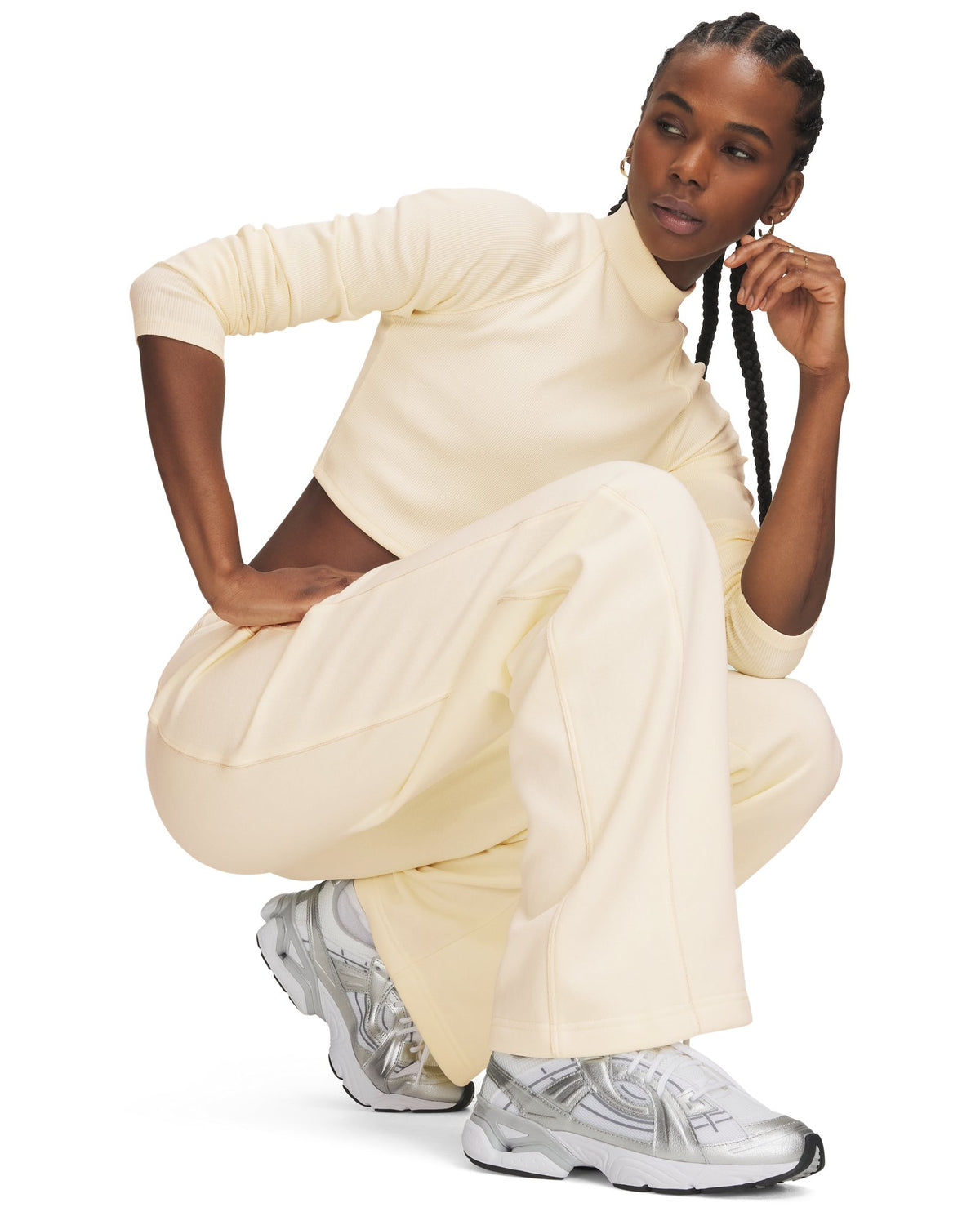 UA Rival Fleece Shimmer Women's Pants - White
