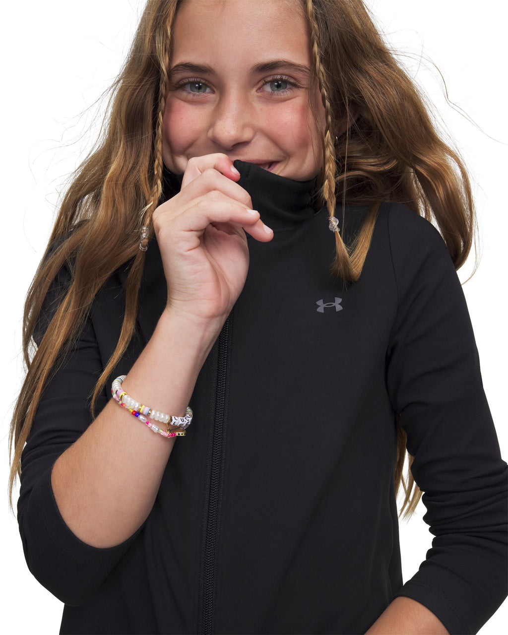 UA Motion Girls' Full Zip - Black