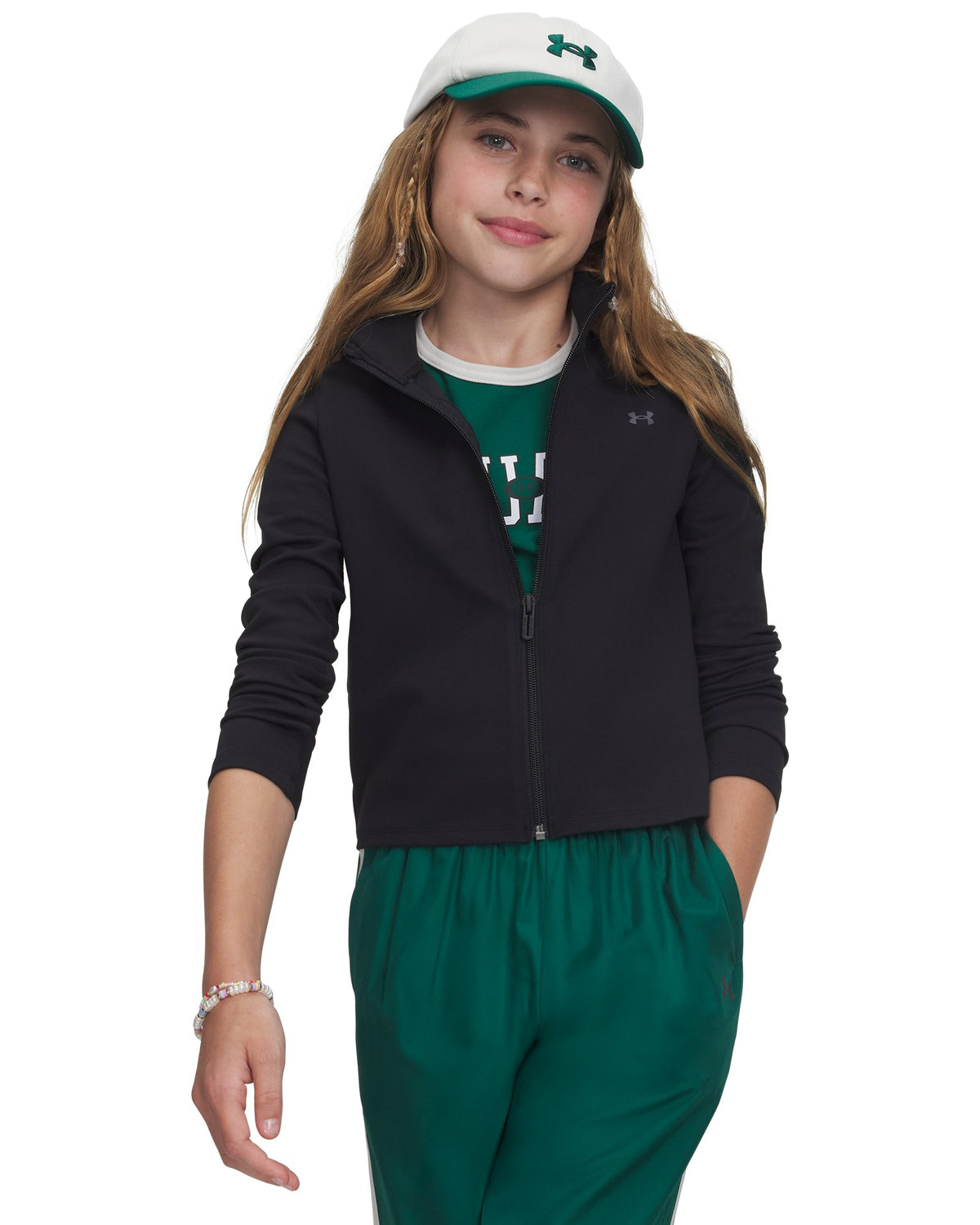 UA Motion Girls' Full Zip - Black