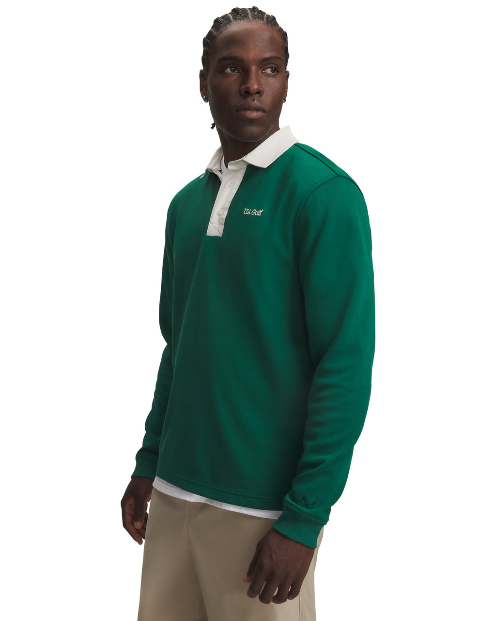 UA Drive Amp Men's Long Sleeve Polo - Green