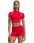 HeatGear® Elite Women's Crop Mock Short Sleeve - Red