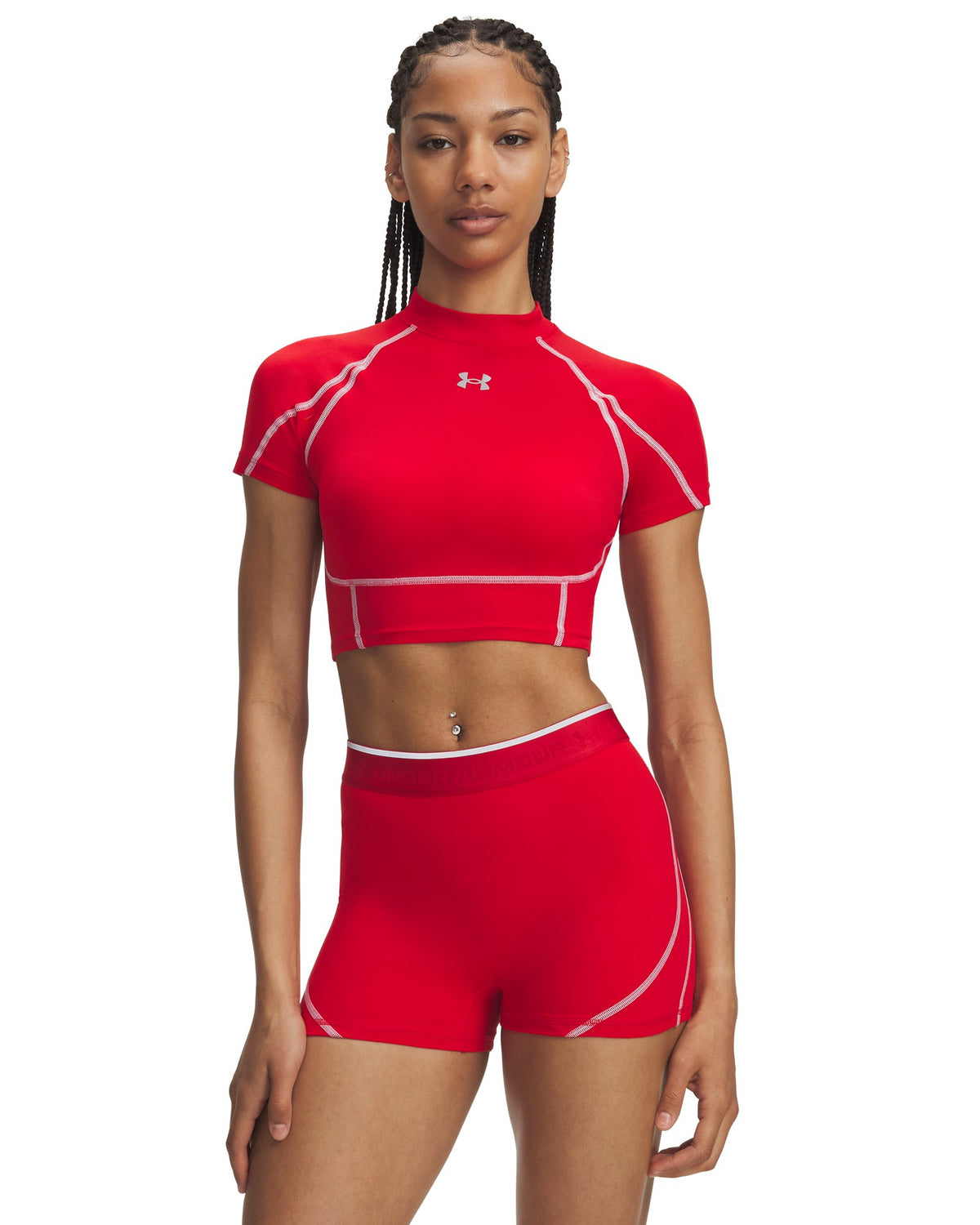 HeatGear® Elite Women's Crop Mock Short Sleeve - Red