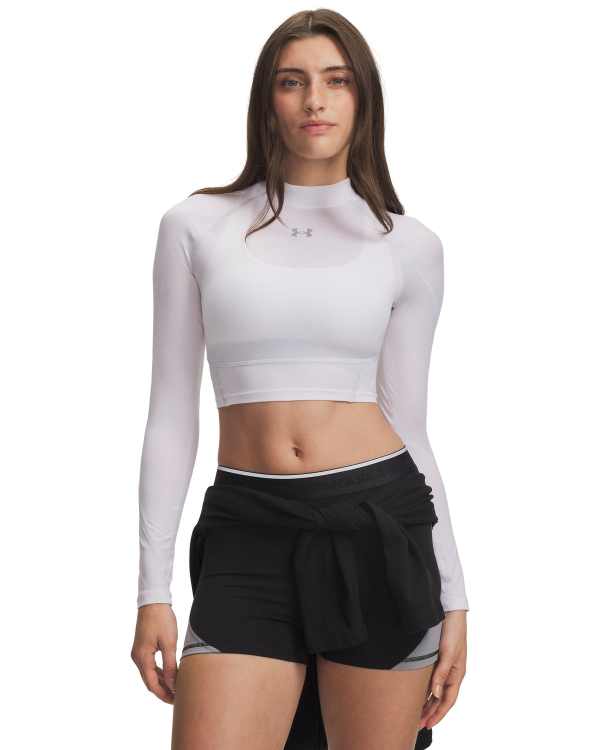 HeatGear® Elite Women's Crop Mock Long Sleeve - White