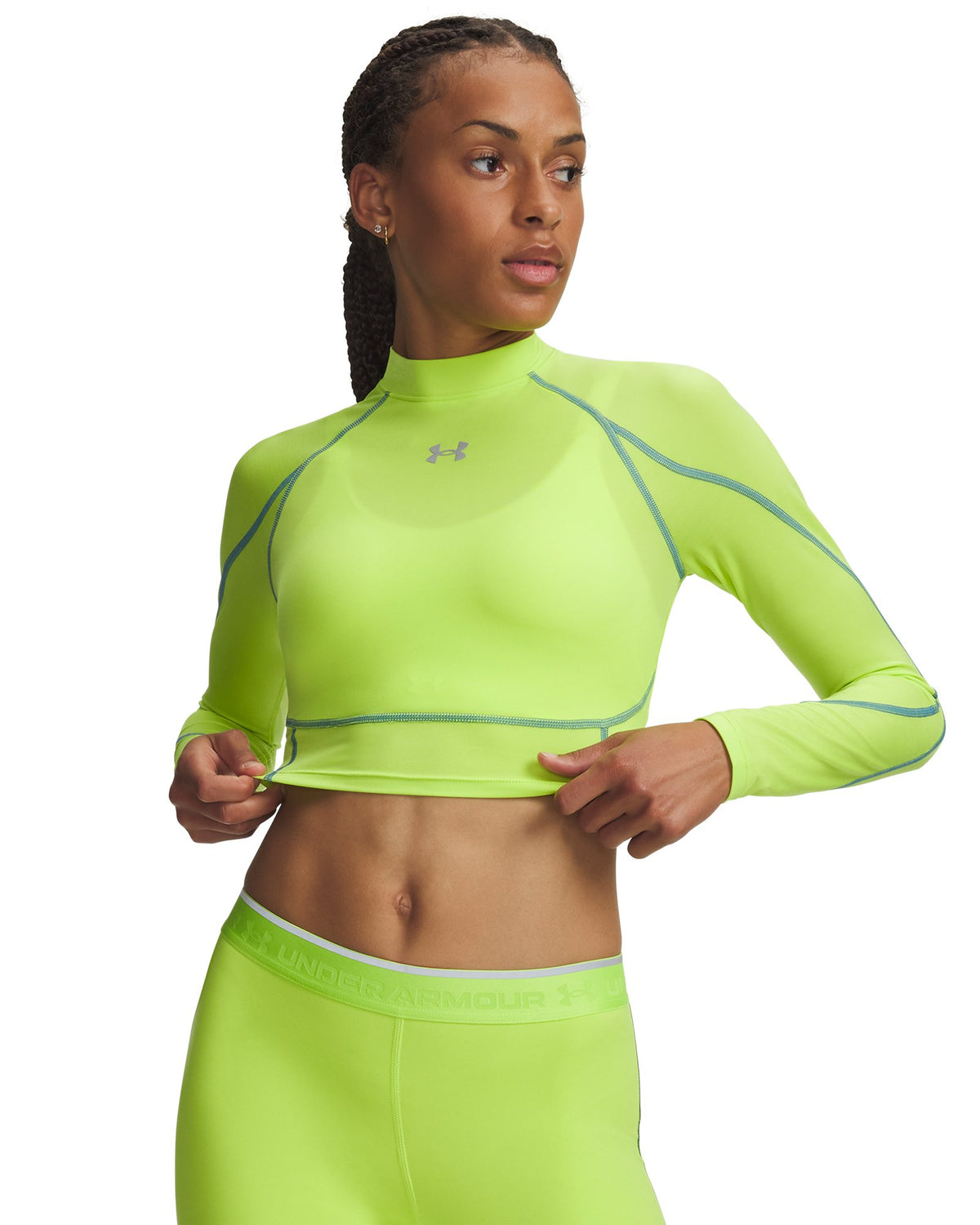 HeatGear® Elite Women's Crop Mock Long Sleeve - Green