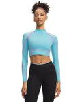 HeatGear® Elite Women's Crop Mock Long Sleeve - Blue