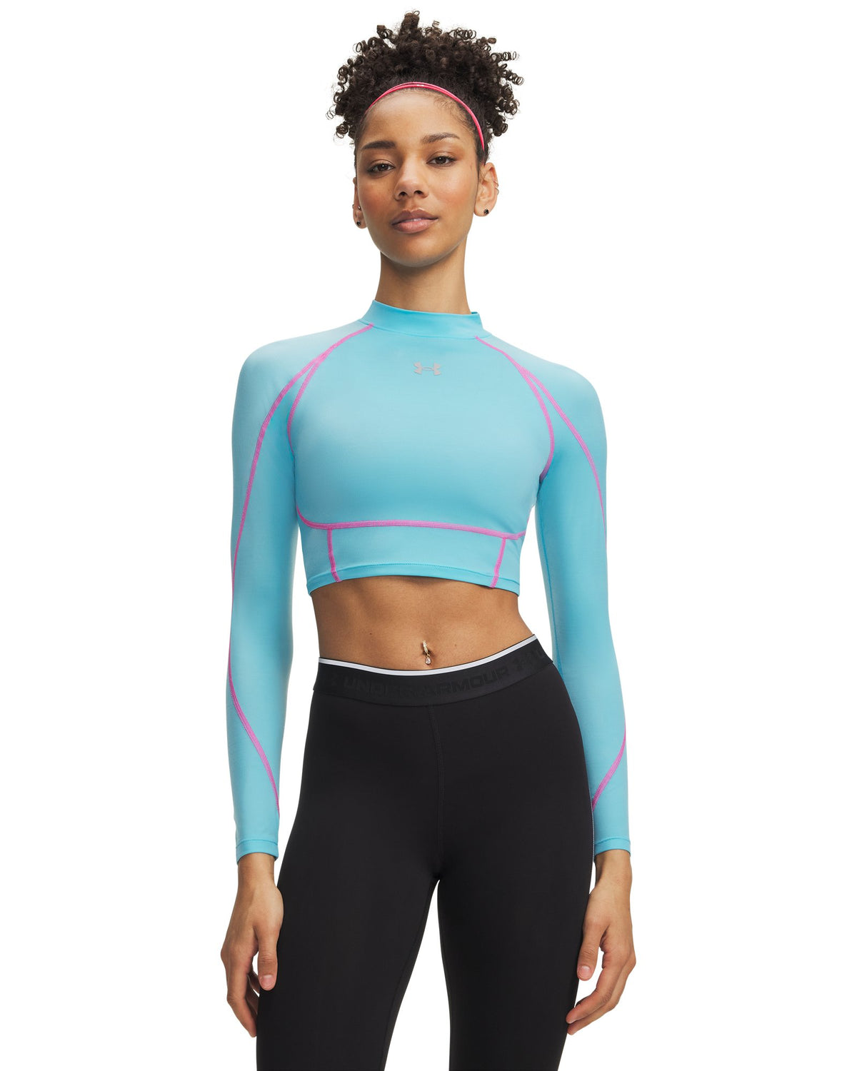 HeatGear® Elite Women's Crop Mock Long Sleeve - Blue