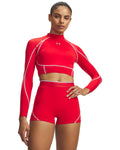 HeatGear® Elite Women's Crop Mock Long Sleeve - Red