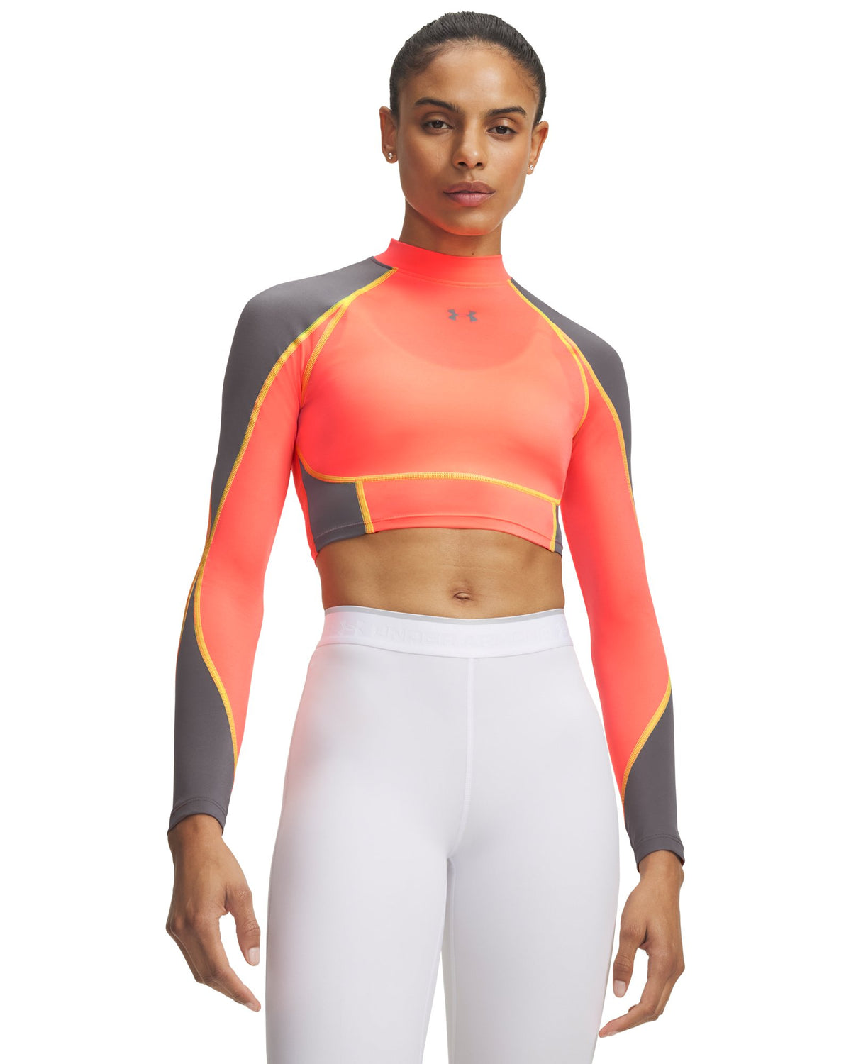 HeatGear® Elite Women's Crop Mock Long Sleeve - Orange
