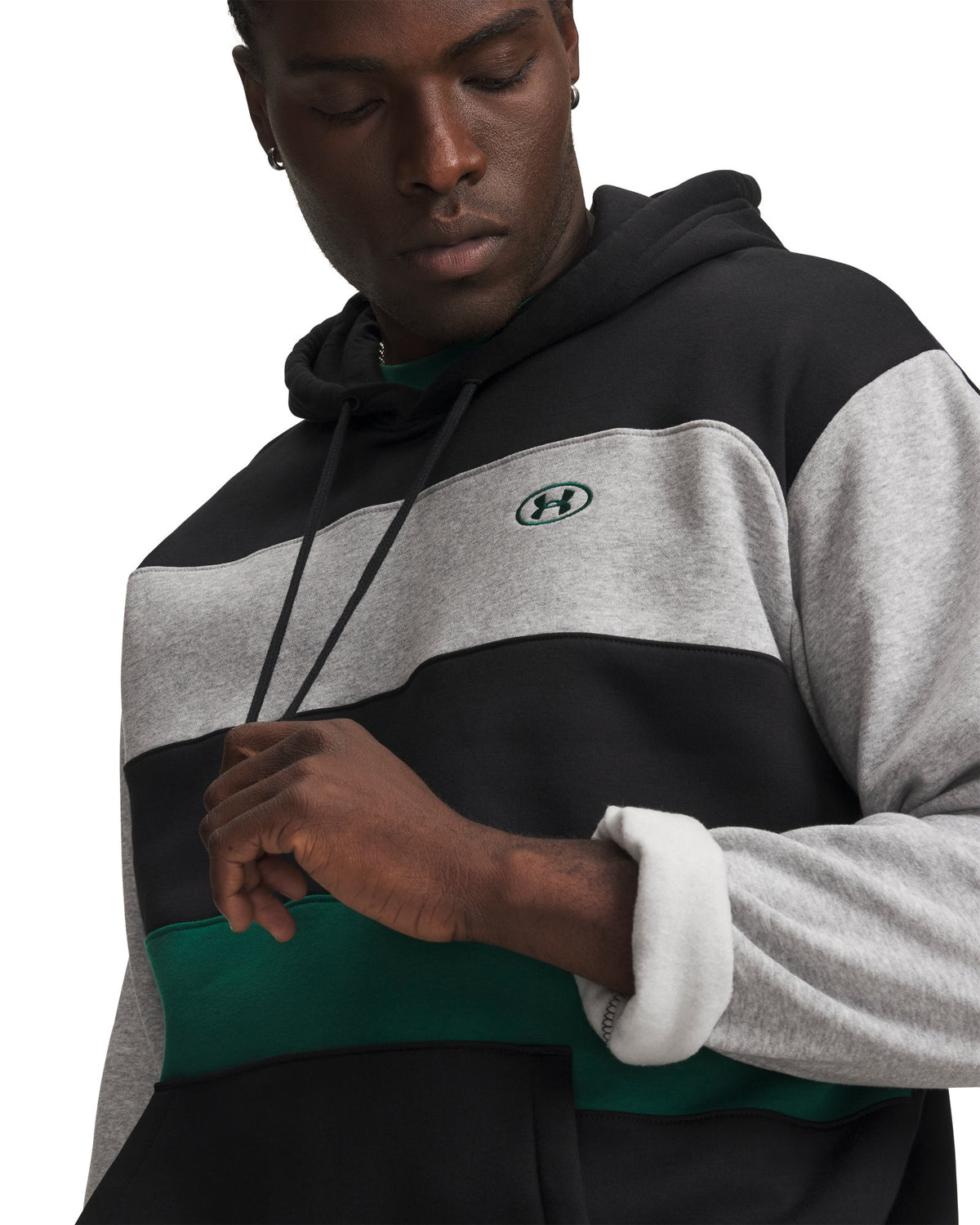 UA Rival Fleece Striped Men's Hoodie - Black