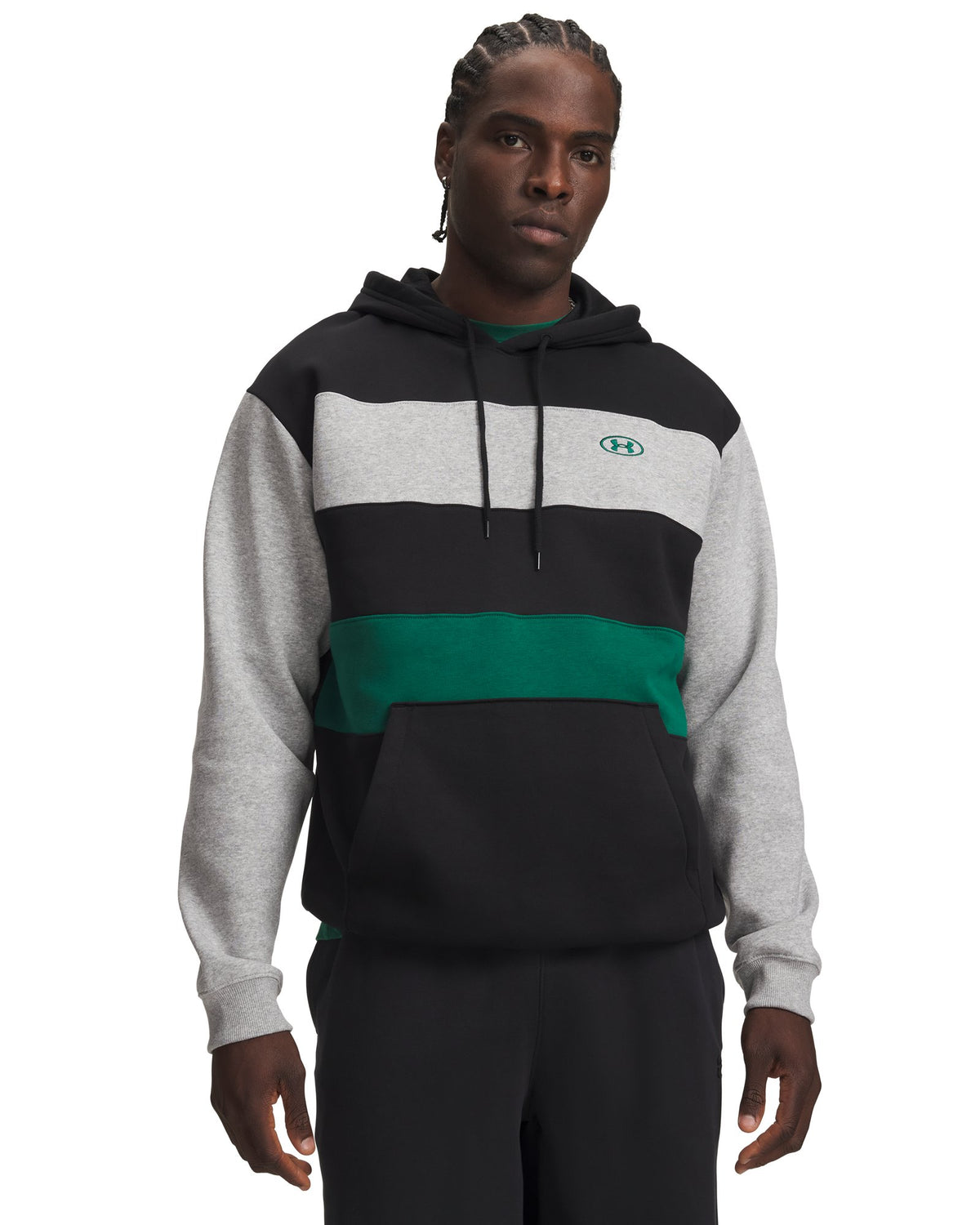 UA Rival Fleece Striped Men's Hoodie - Black