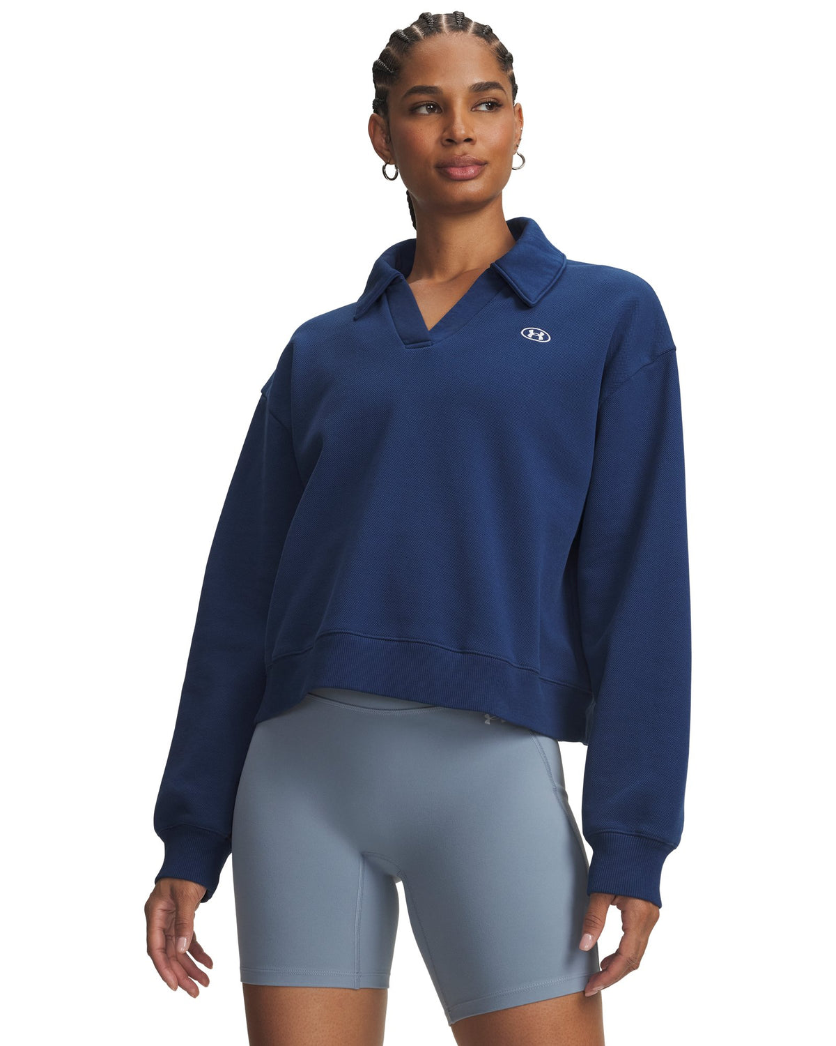 UA Rival Fleece Women's Long Sleeve Polo - Blue