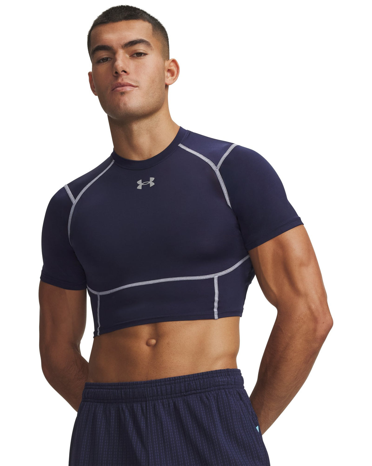 HeatGear® Elite Men's Compression Crop Short Sleeve - Blue