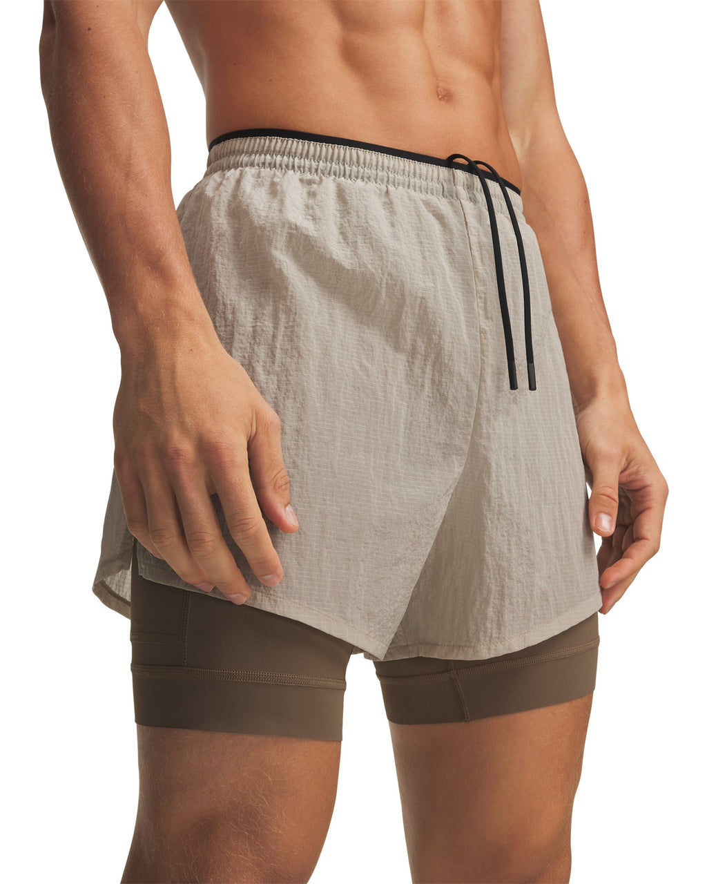 UA HB Run Men's 2-in-1 Shorts - Brown