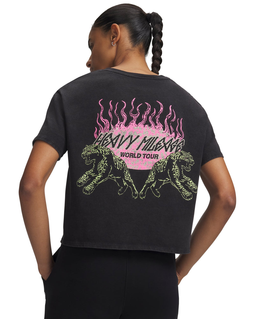 UA HB Run Heavyweight Wash Tour Women's Short Sleeve - Black