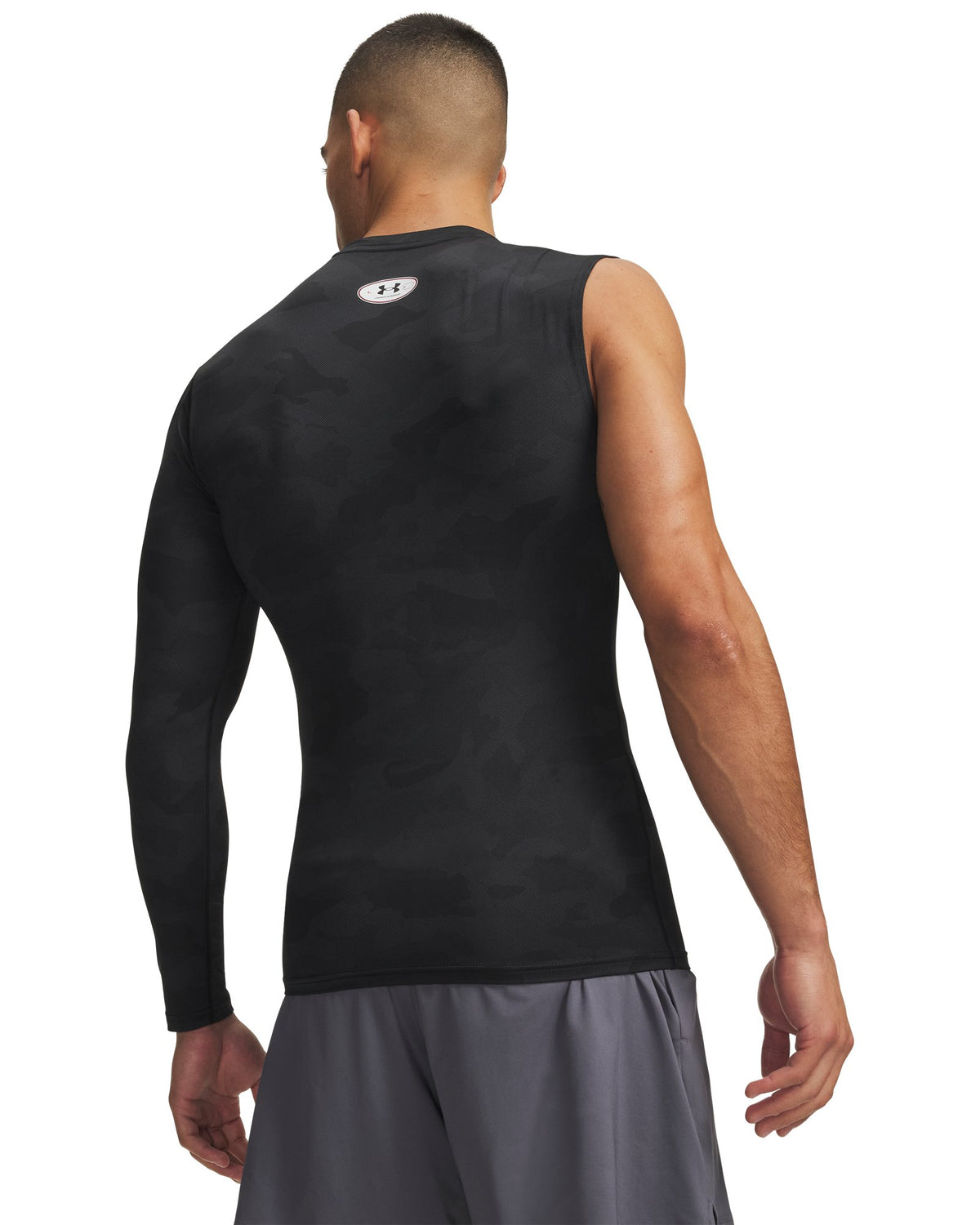 HeatGear® Asymmetrical Left Top Printed Men's Long Sleeve - Gray