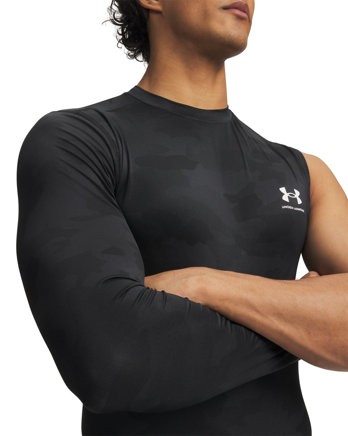 HeatGear® Asymmetrical Right Top Printed Men's Long Sleeve - Gray