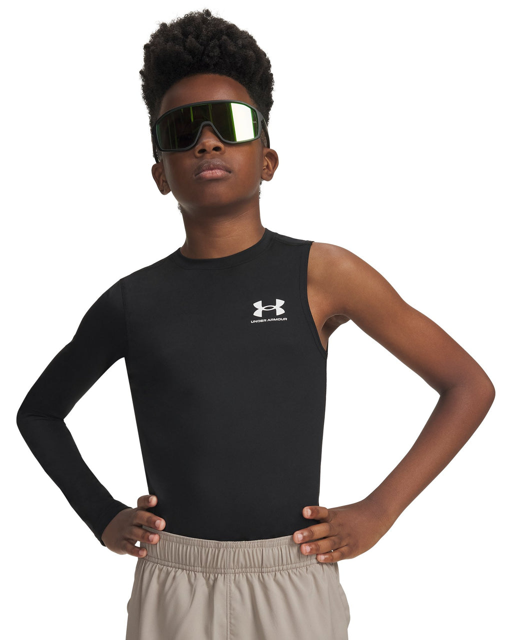 HeatGear® Asymmetrical Right Boys' Long Sleeve - Black