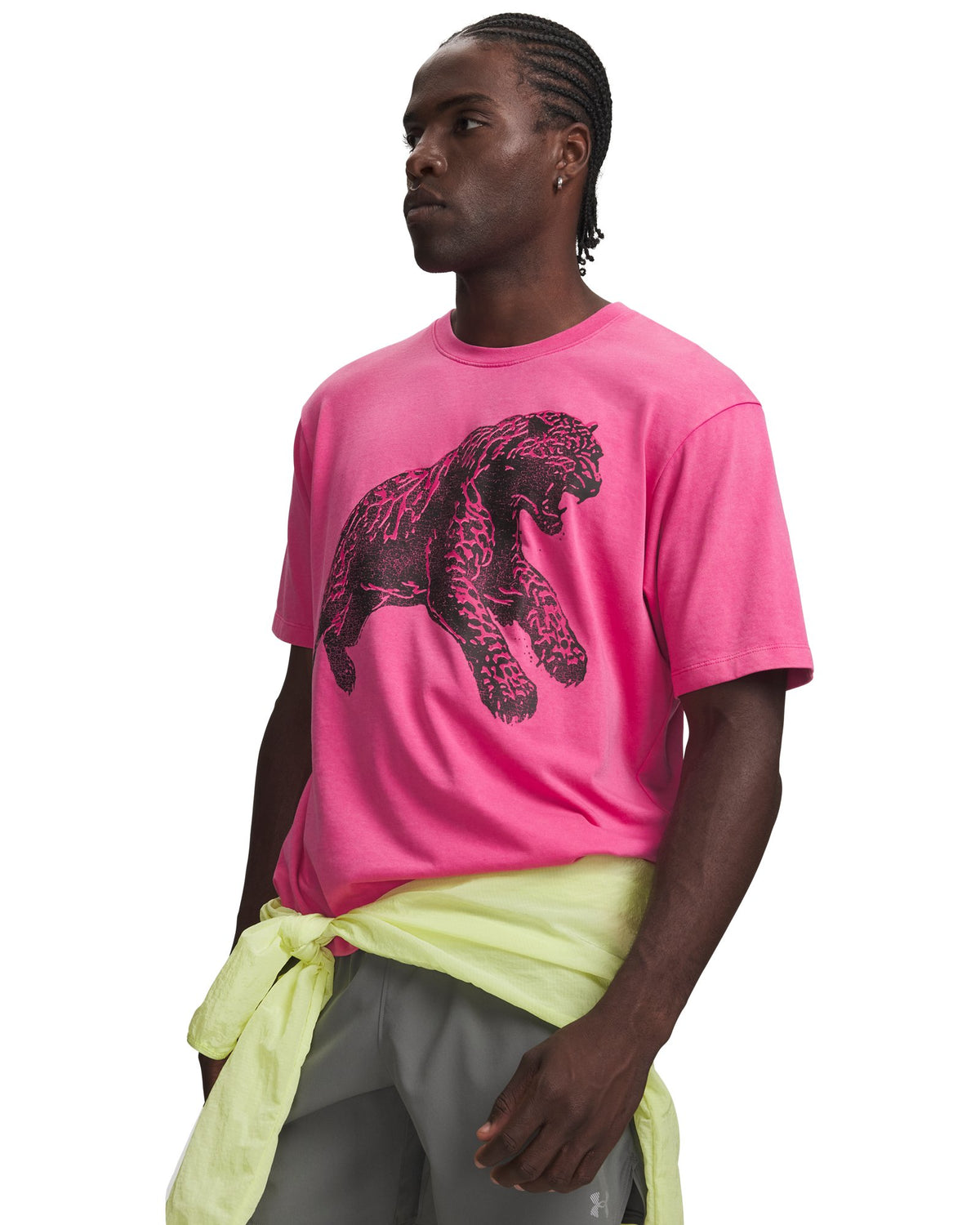 UA HB Run Heavyweight Wash Speed Men's Short Sleeve - Pink