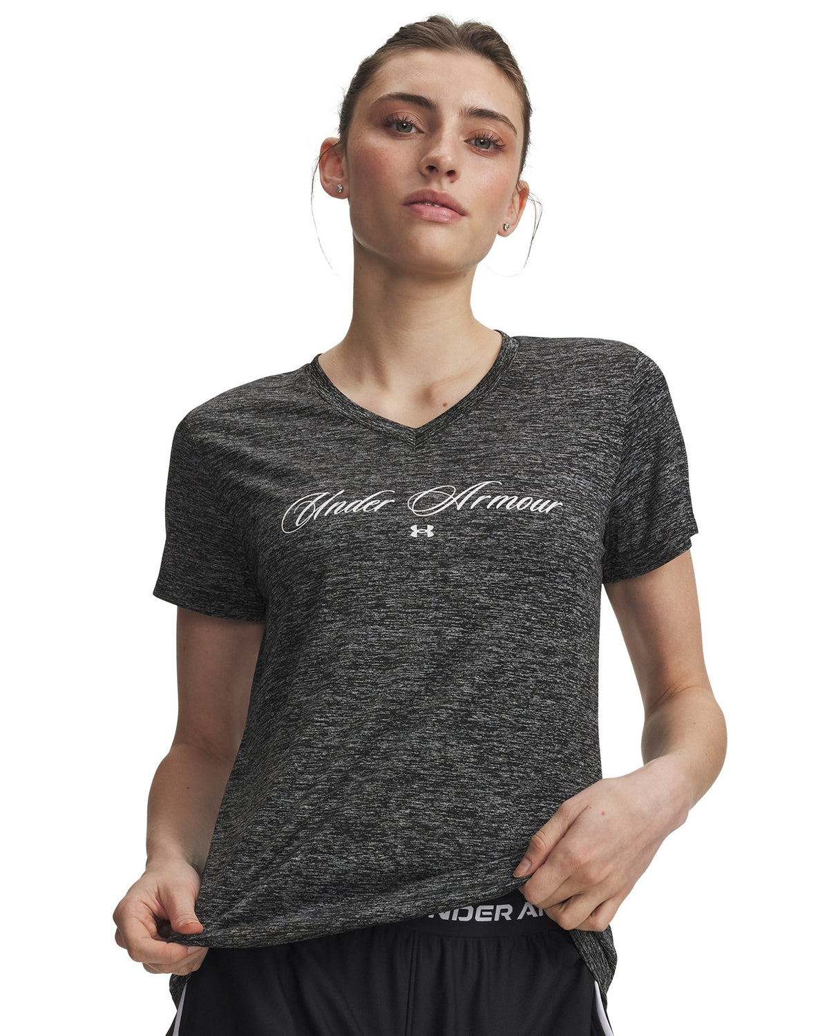 UA Tech™ Twist Graphic Women's V-Neck Short Sleeve - Black