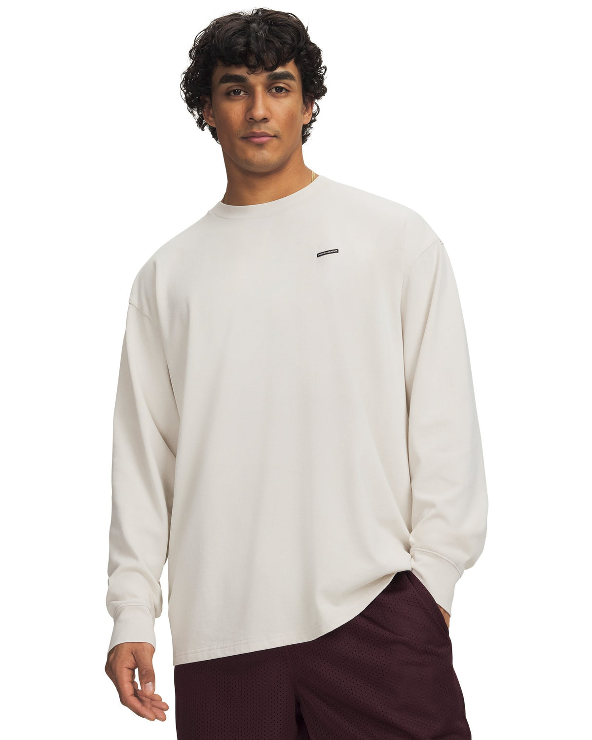 UA Heavyweight Wash Men's Oversized Long Sleeve - White