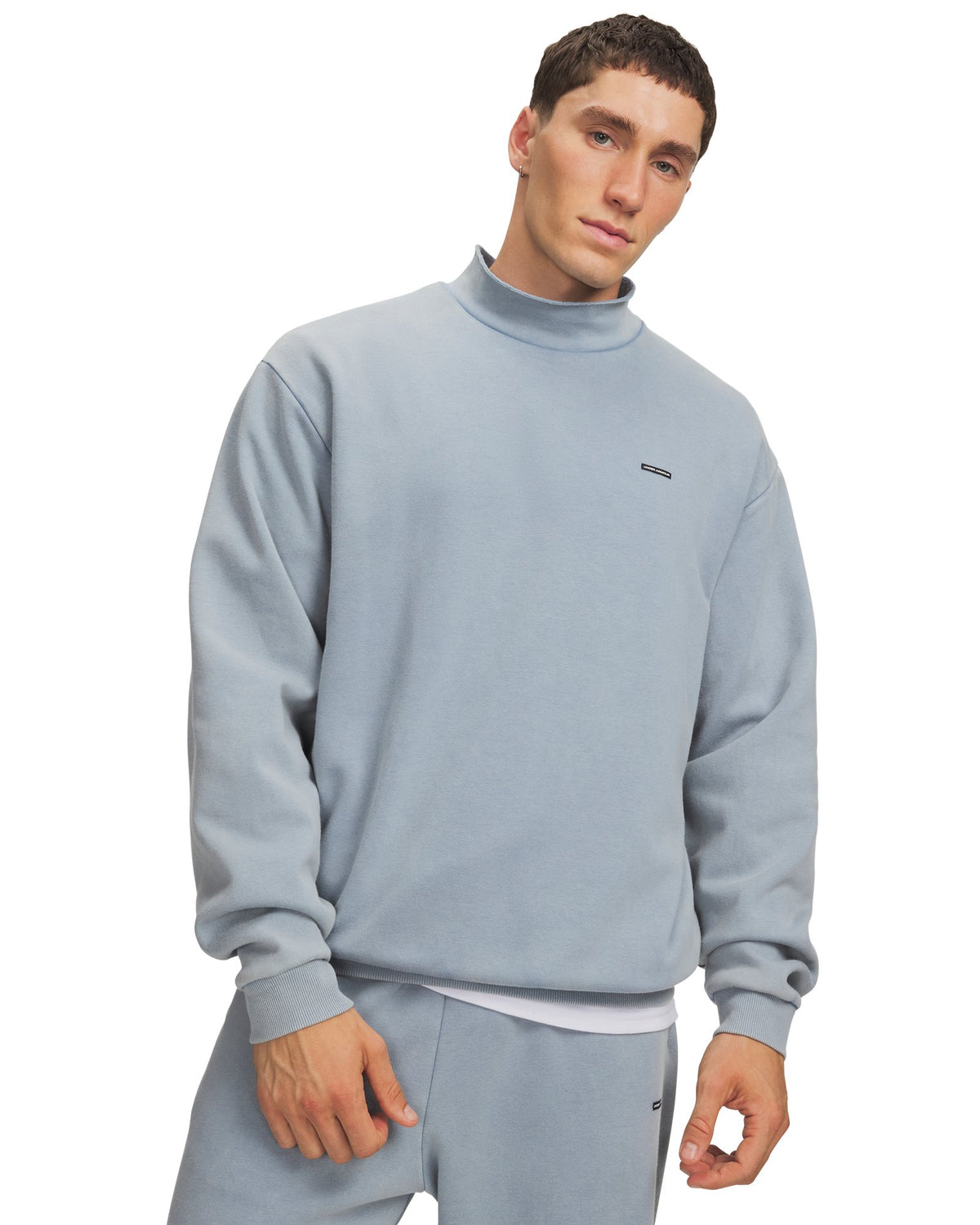 UA Icon Fleece Washed Mock Men's Long Sleeve - Blue