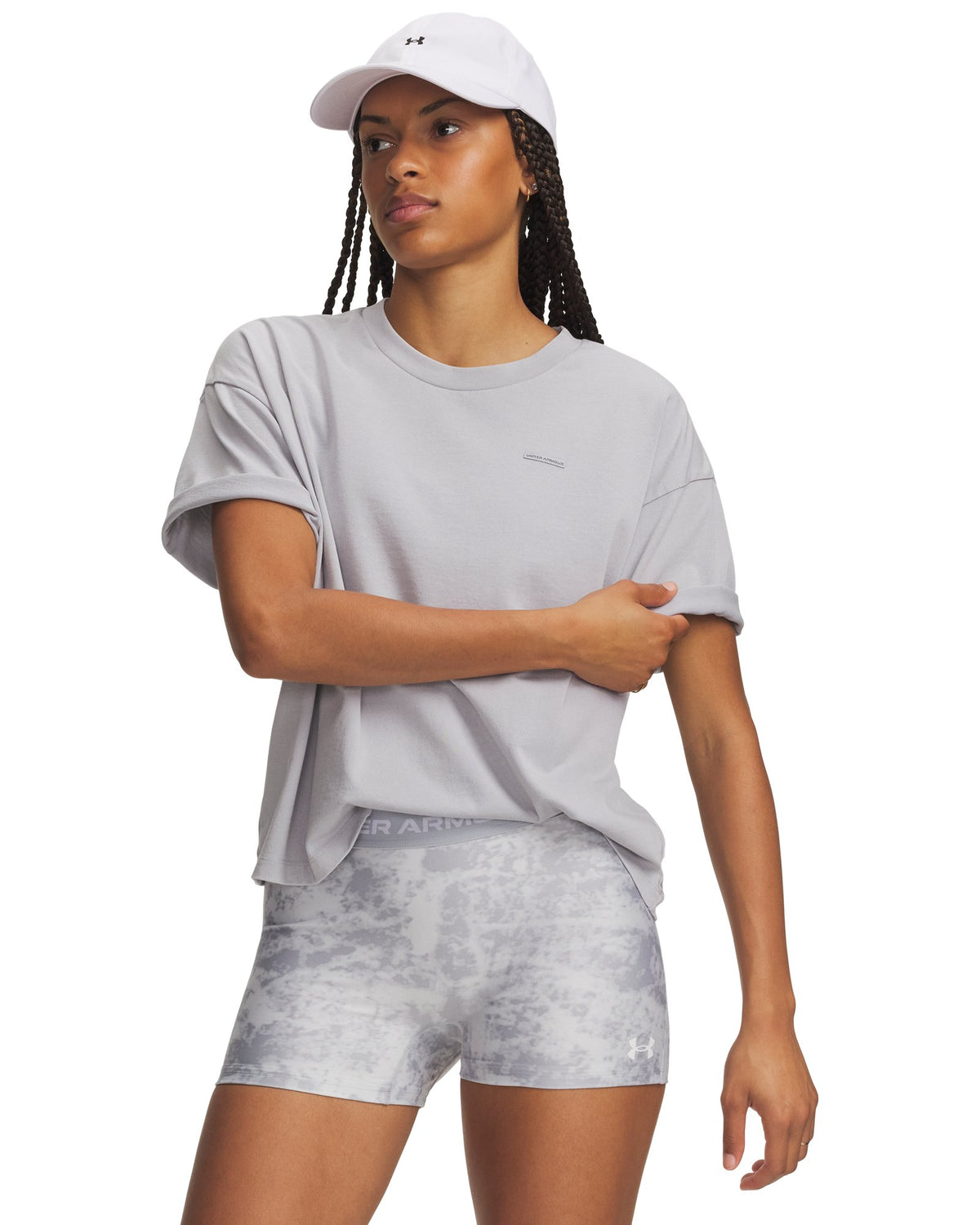 UA Heavyweight Wash Wordmark Boxy Women's Short Sleeve - Gray