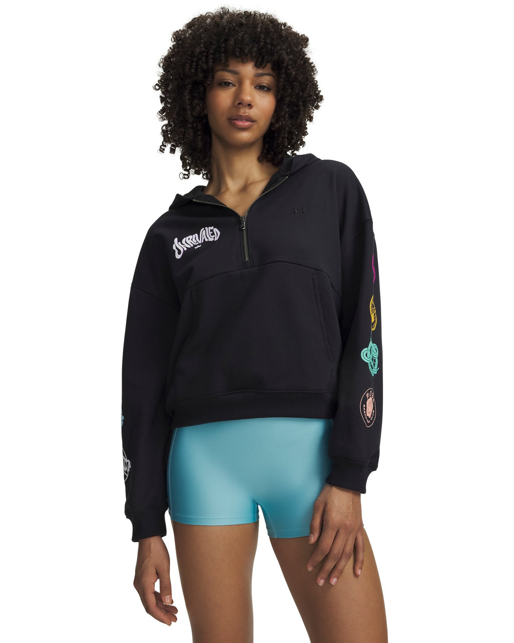 UA x R21 x Unrivaled Logos Women's ½ Zip Hoodie - Black