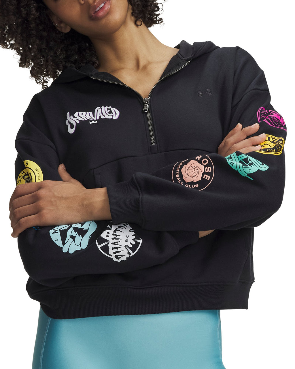 UA x R21 x Unrivaled Logos Women's ½ Zip Hoodie - Black