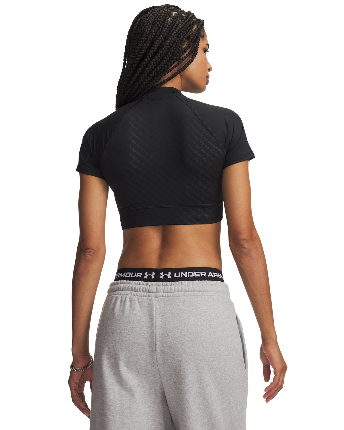 HeatGear® Emboss Women's Crop Mock Short Sleeve - Black
