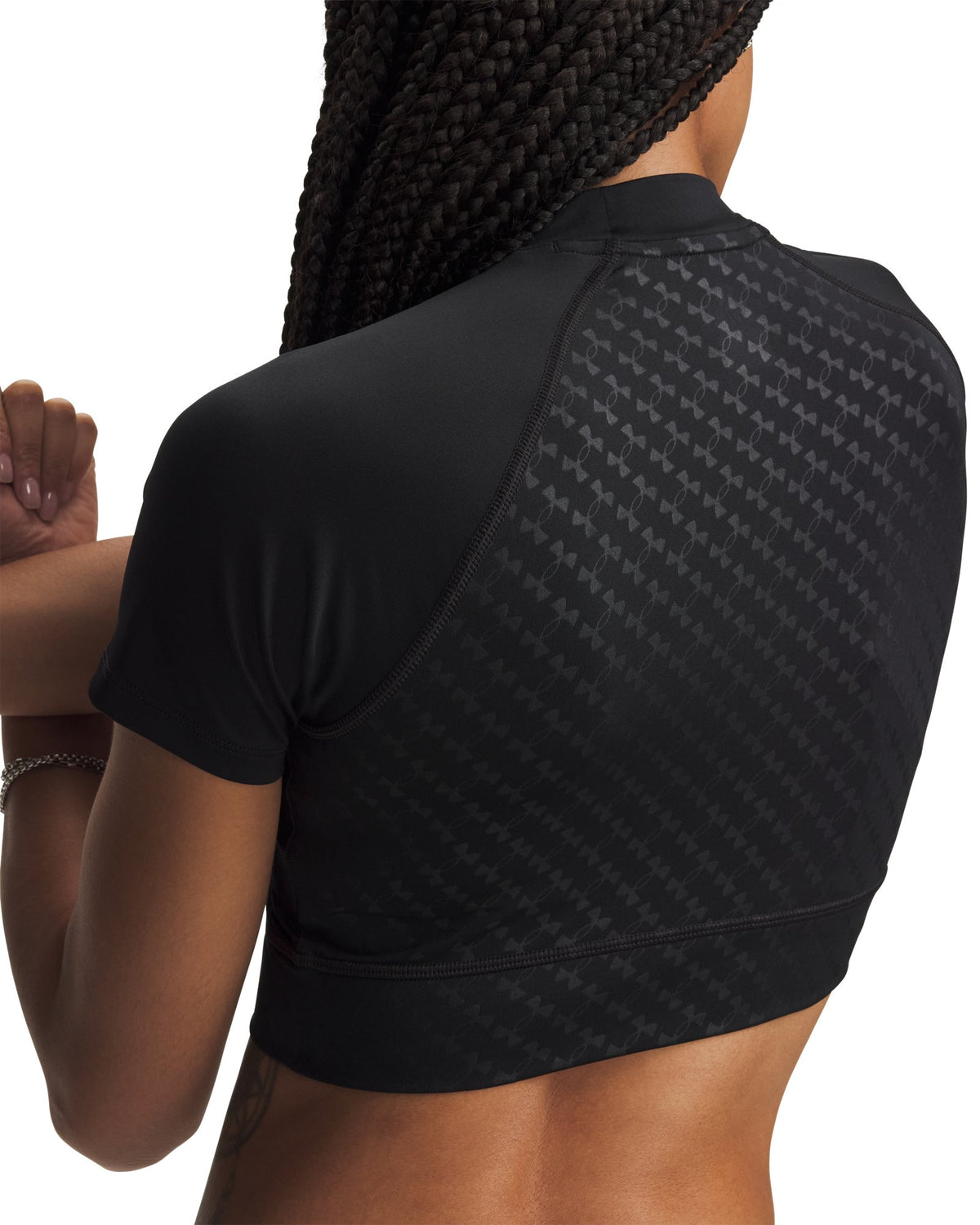 HeatGear® Emboss Women's Crop Mock Short Sleeve - Black