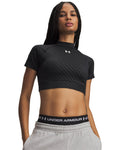 HeatGear® Emboss Women's Crop Mock Short Sleeve - Black
