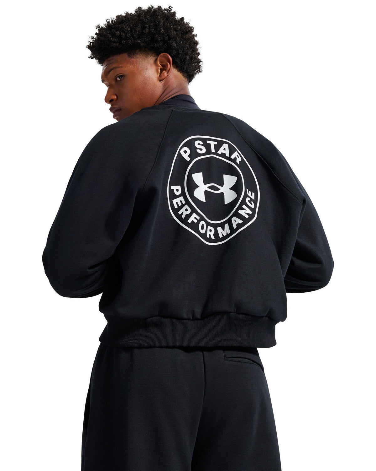 UA x P-Star Performance Fleece Unisex Bomber Jacket - Black