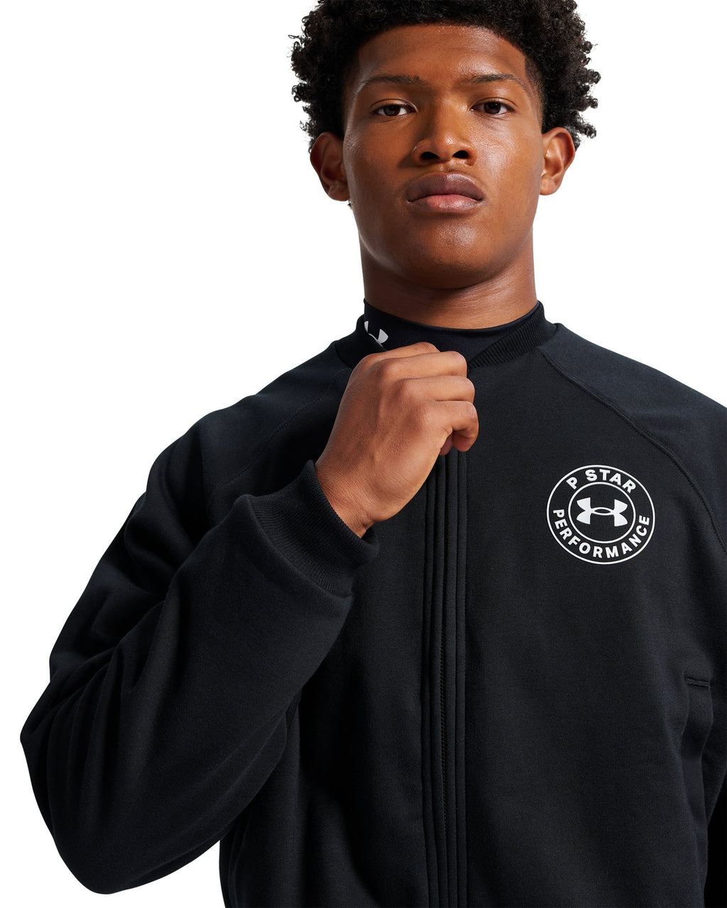 UA x P-Star Performance Fleece Unisex Bomber Jacket - Black