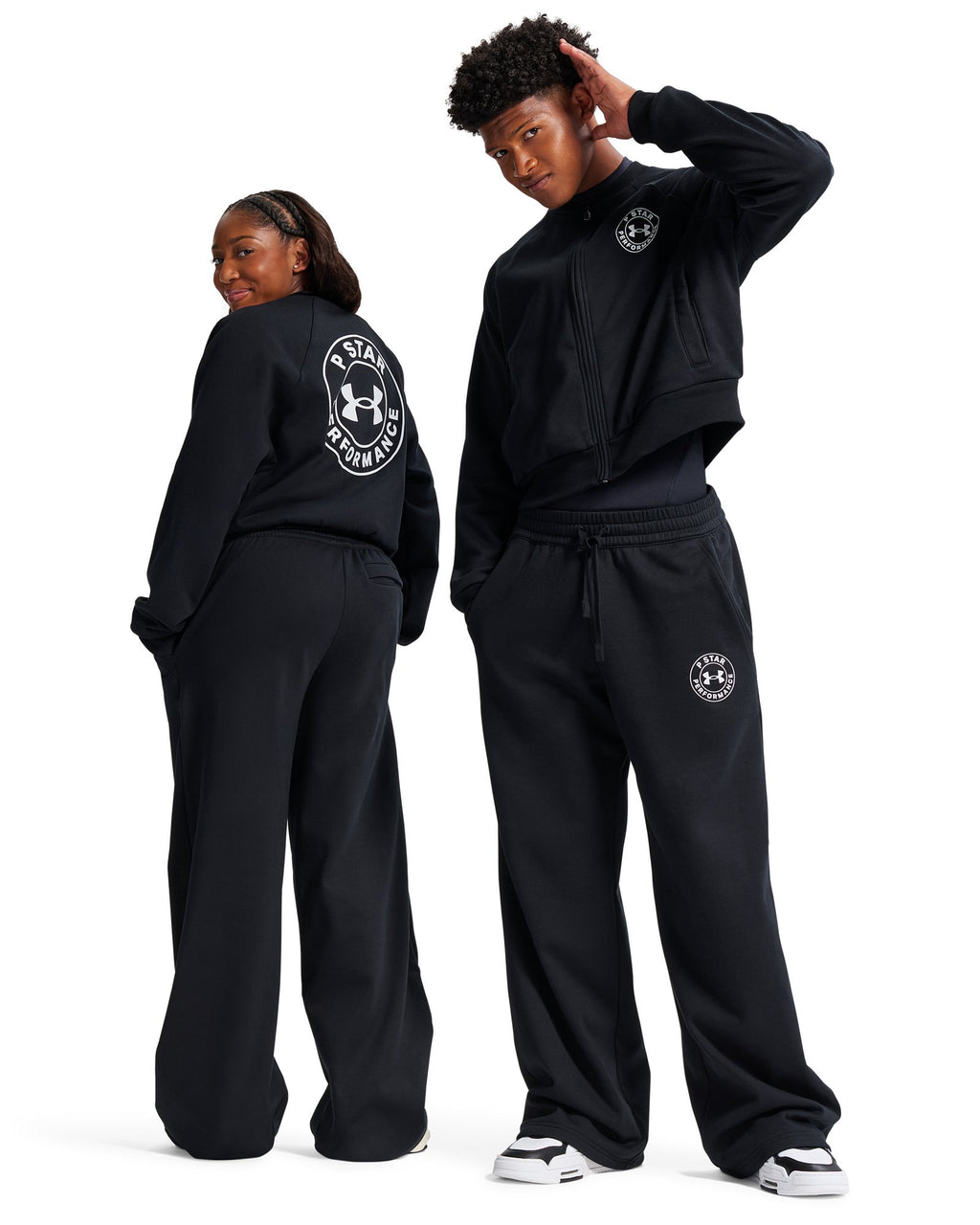 UA x P-Star Performance Fleece Unisex Wide Leg Pants - Black